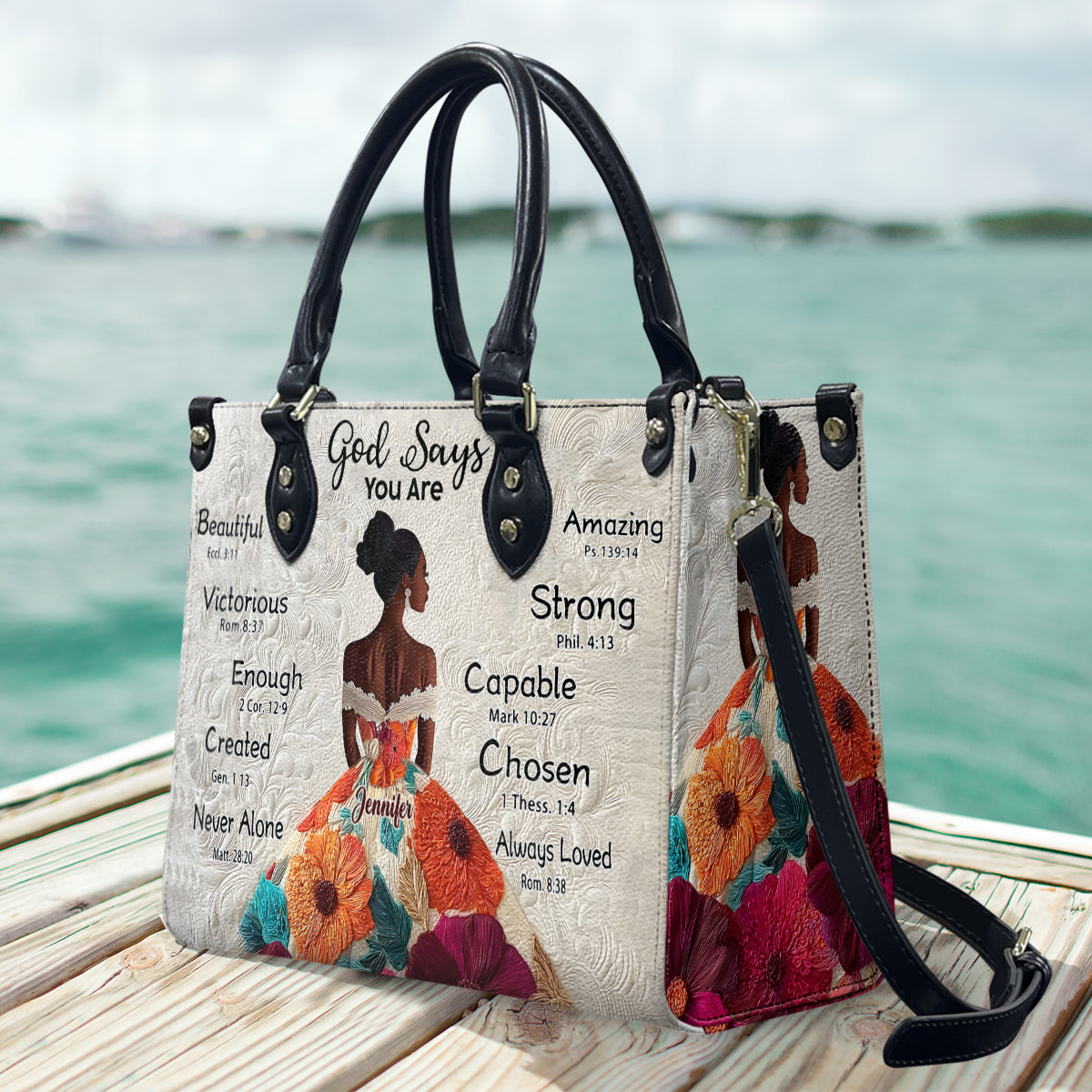 God Says You Are - Personalized African American Leather Handbag