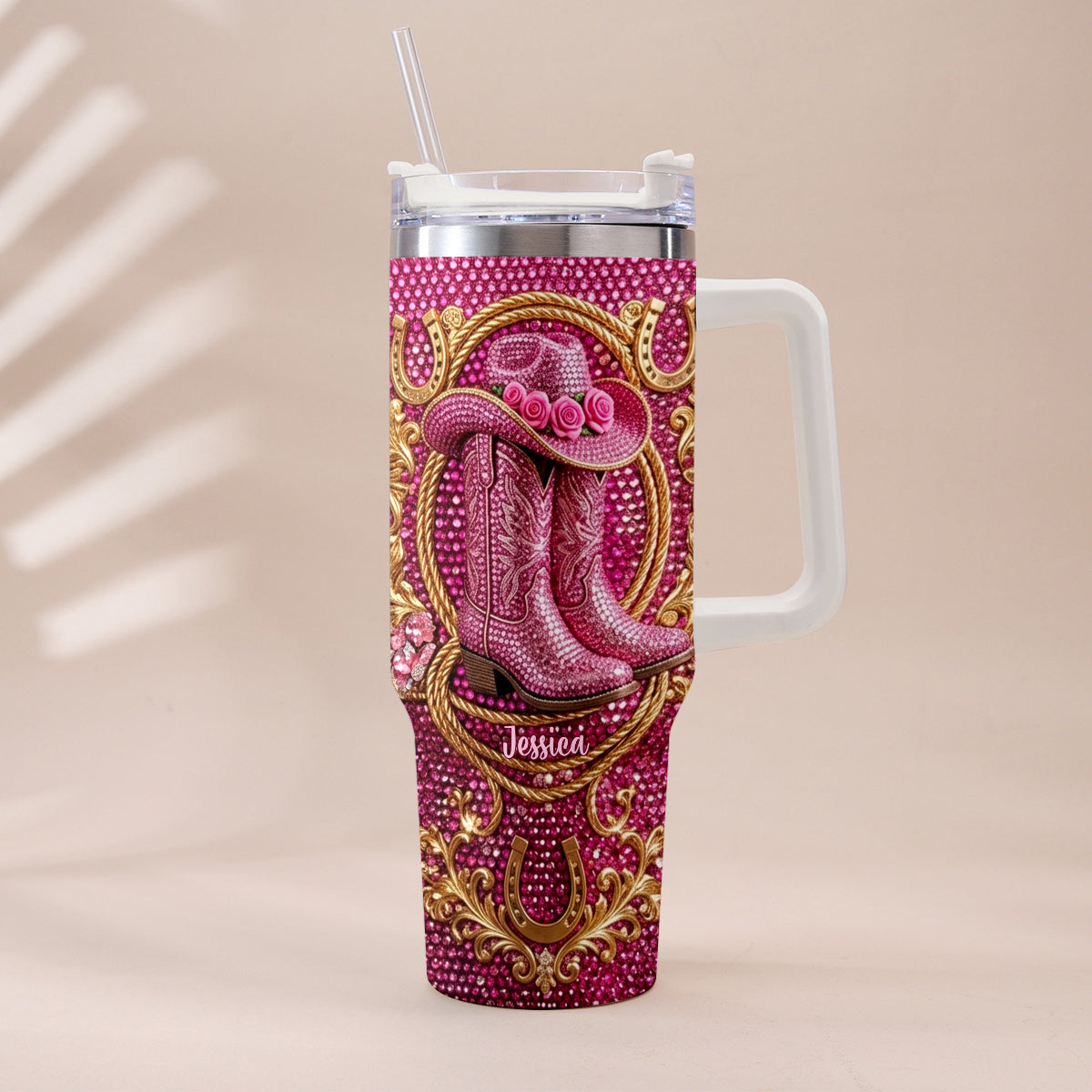Cowgirl Boots - Personalized Cowgirl Tumbler With Plush Charm
