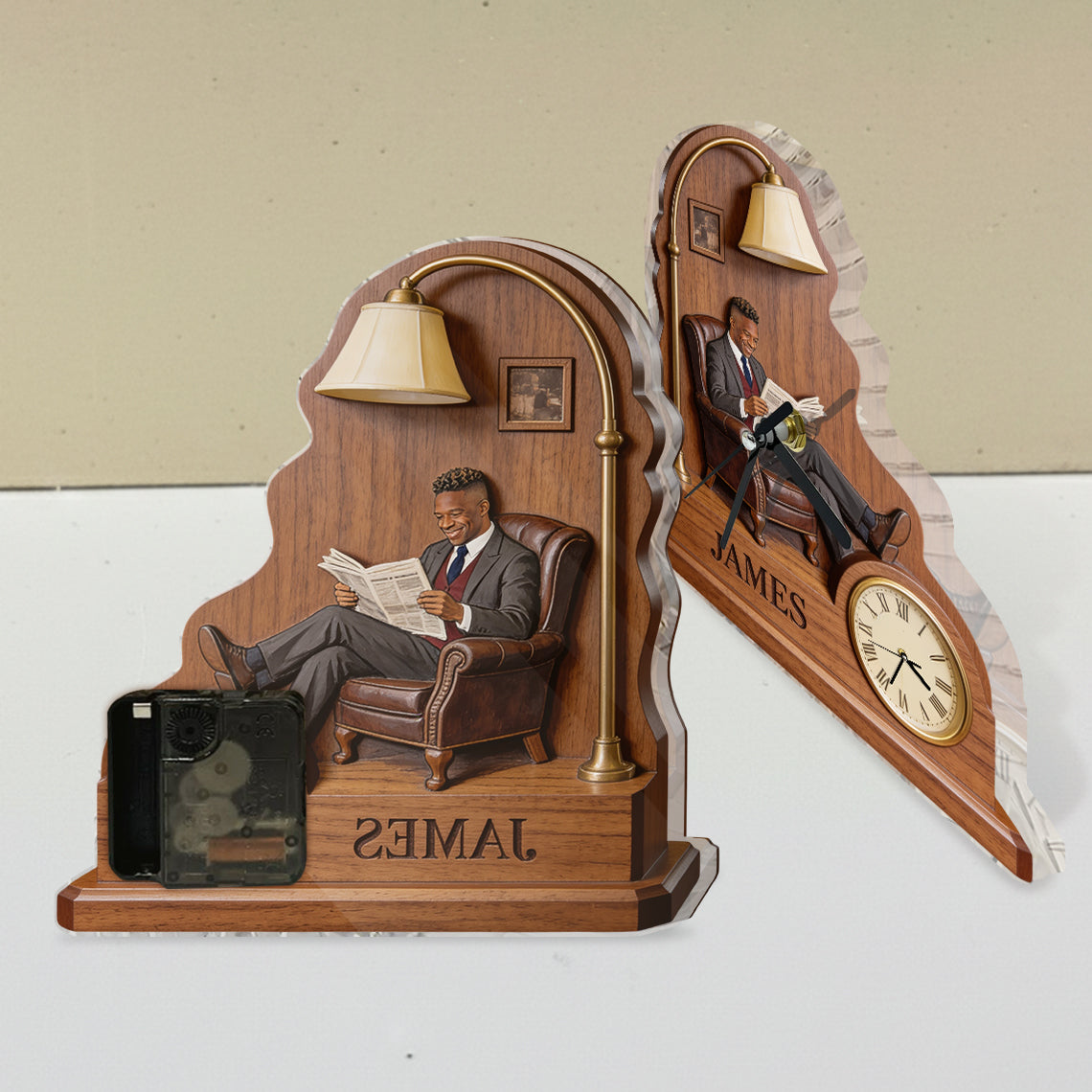 Any Photo - Gift For Him - Personalized Luxury Desk Clock Plaque