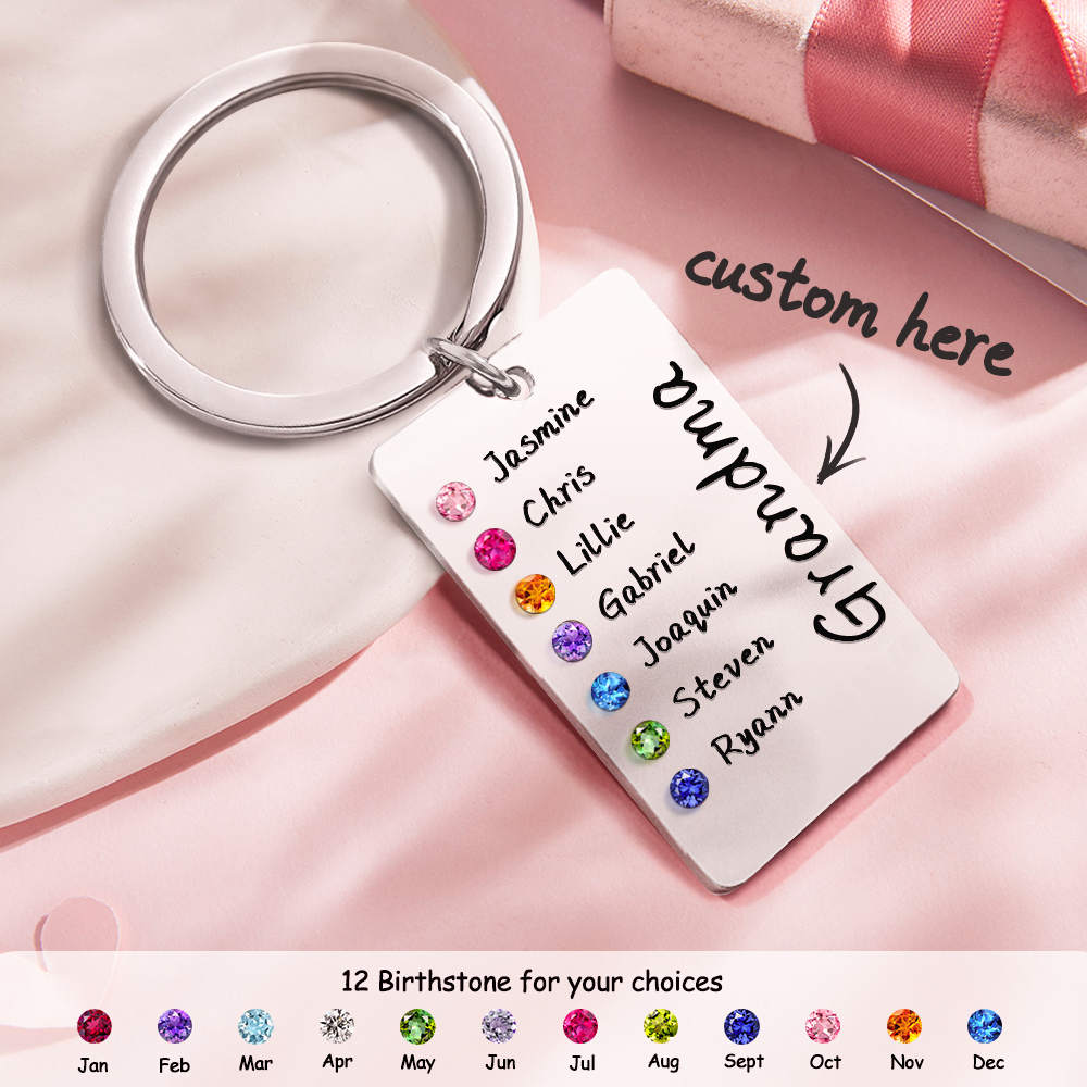 Custom Birthstone For Grandma, Mom - Gift for grandma, mom - Personalized Birthstone Keychain