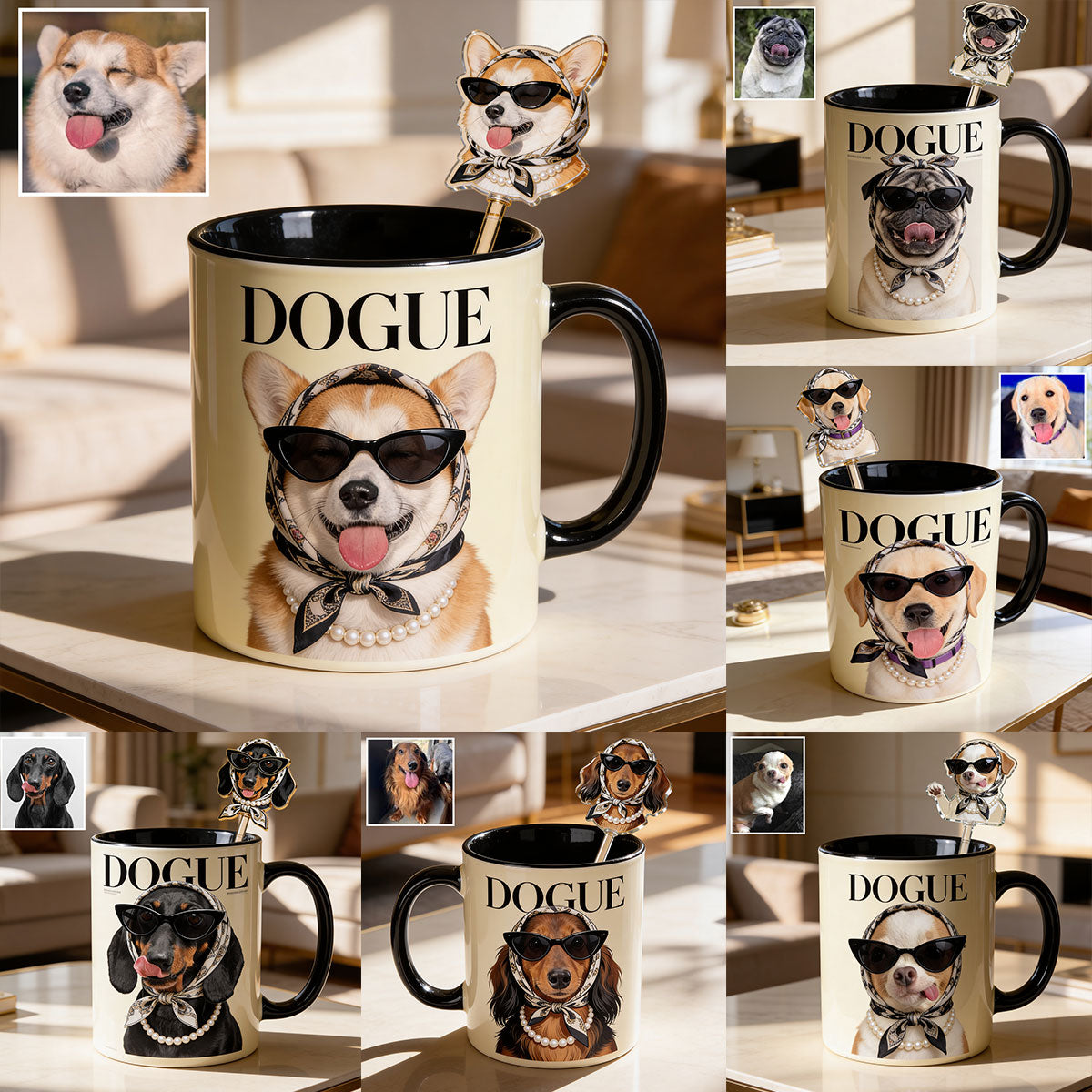 Funny Dog Lovers Gift - Personalized Dog Set Accent Mug with Acrylic Stirrers