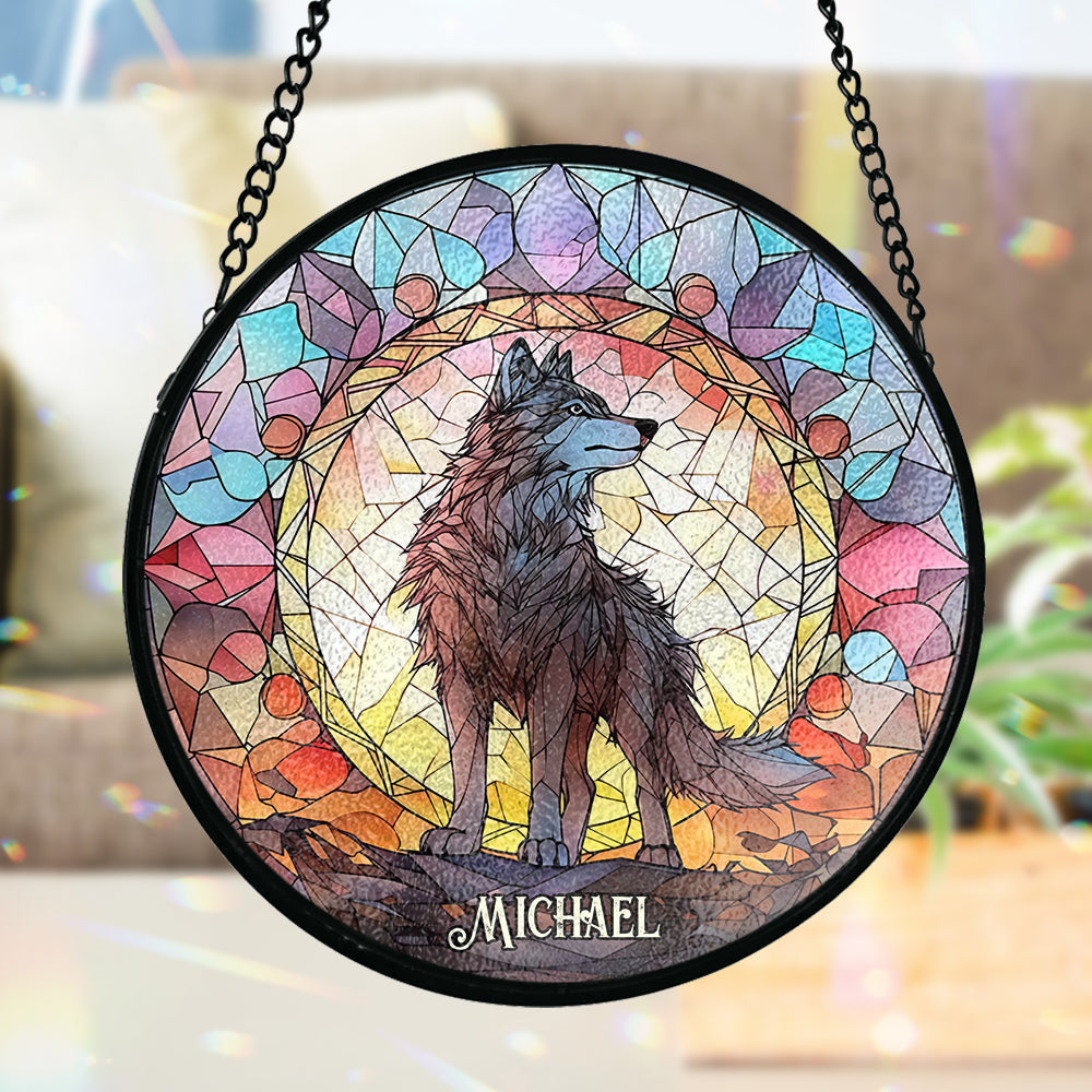 Fierce Spirit - Personalized Wolf Stained Glass Suncatcher