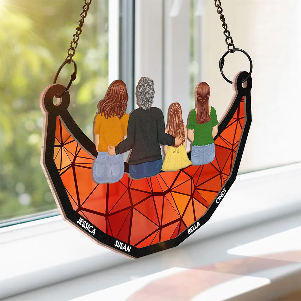 Custom Grandkids & Grandma Moon Ornament - Personalized Family Gift
