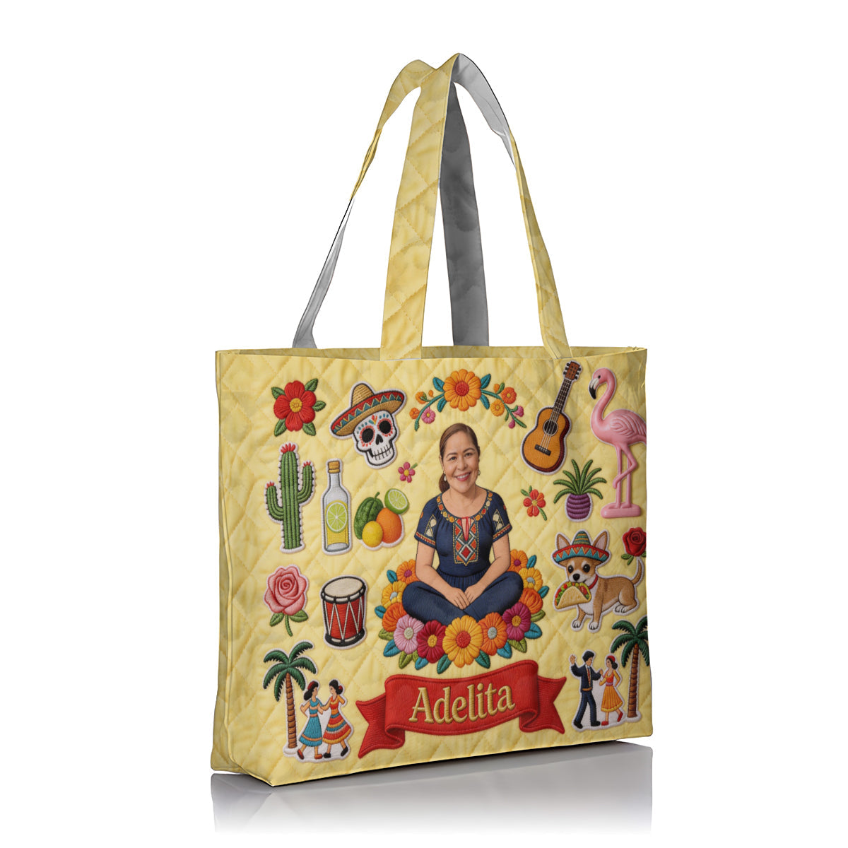 Latina Women, Mexican Vibe - Personalized Latina Women Quilted Tote Bag