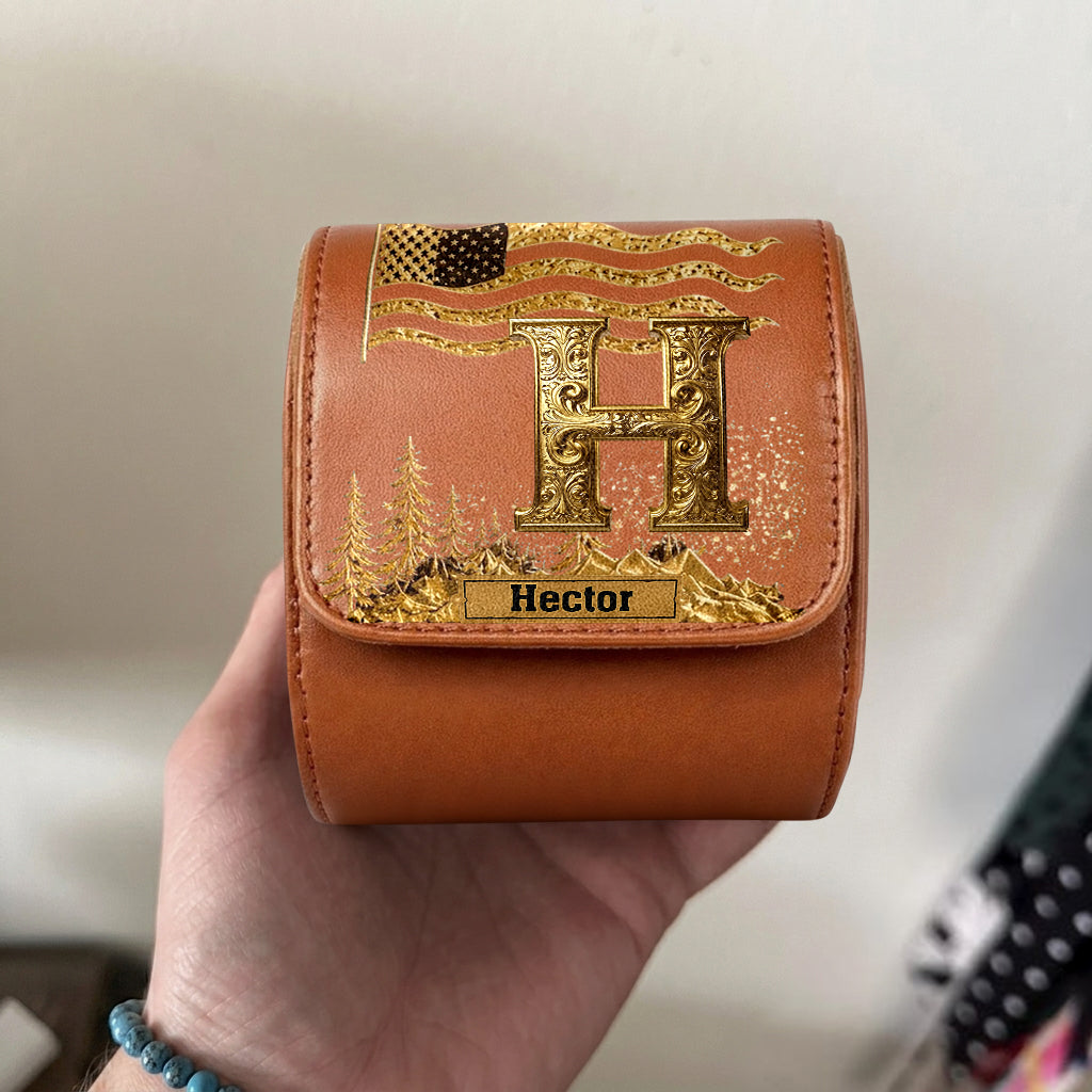 Initial Alphabet - Personalized Luxury Leather Watch Case