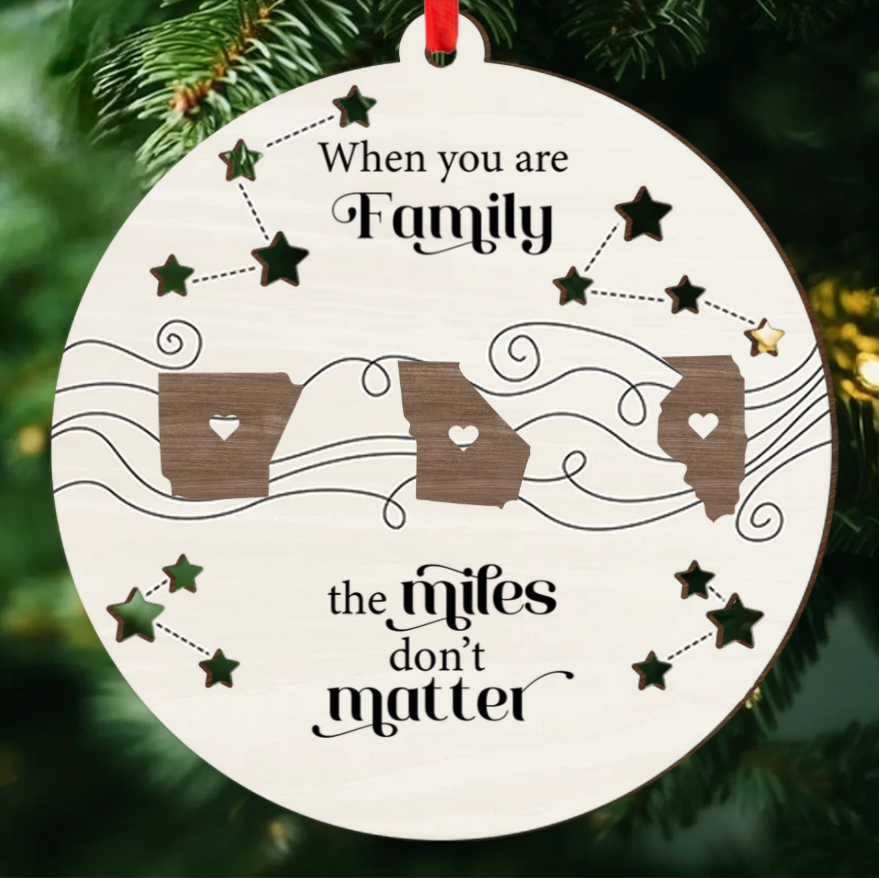 Long Distance Family Friends Siblings Sisters Besties Personalized 2-Layered Wooden Ornament or Plaque or Poster or Keychain Togetherness Christmas Gift