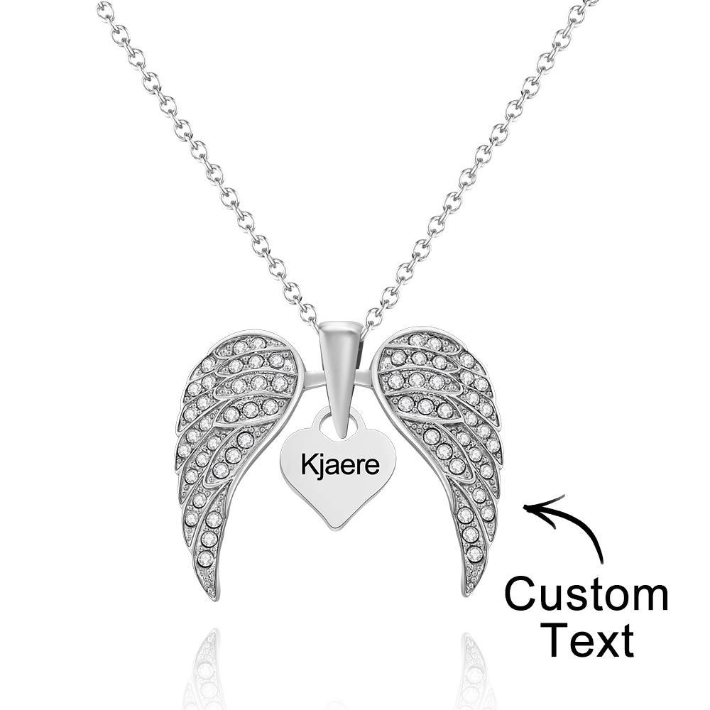 Angle Wing - Personalized Wing Heart-Shaped Engraved Necklace