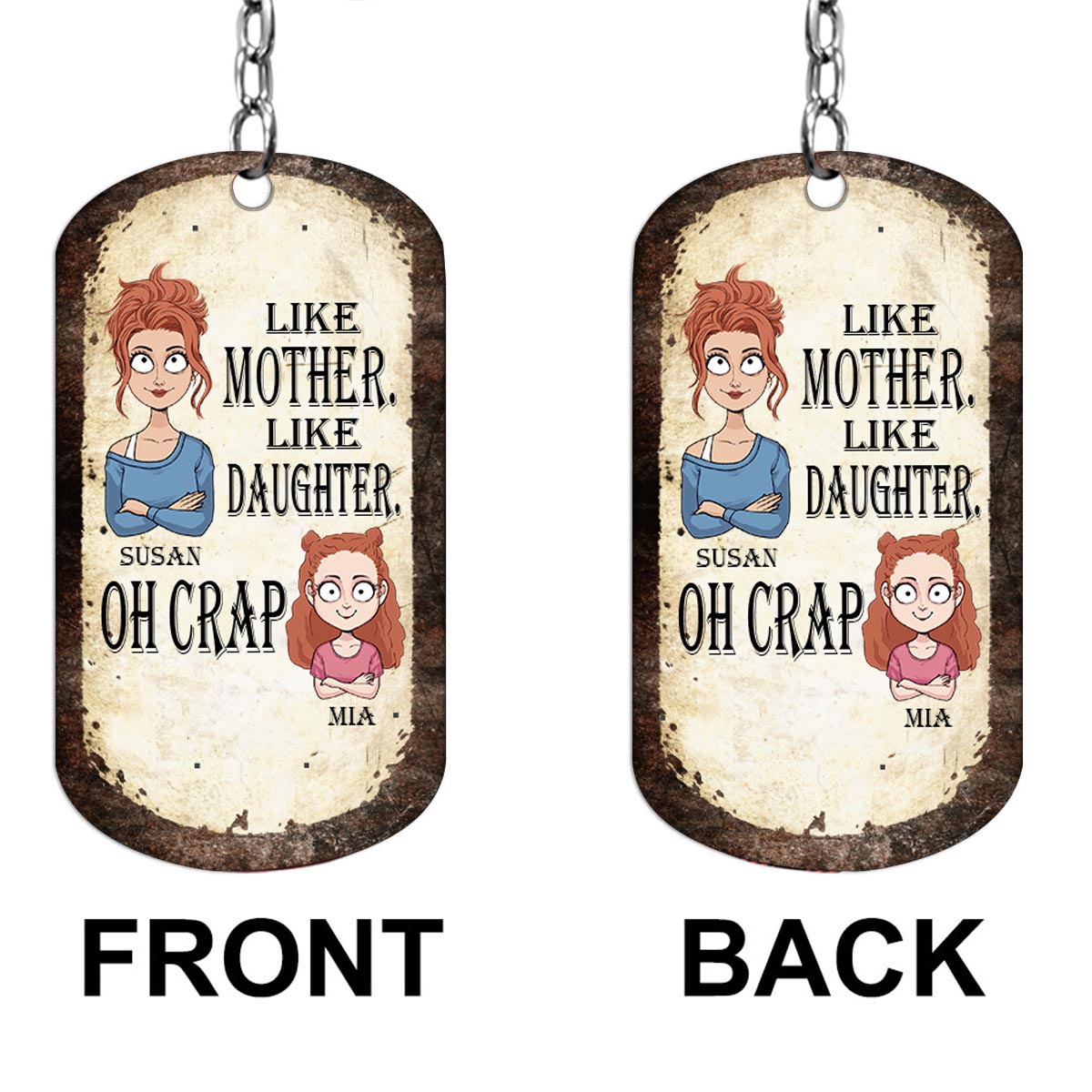 Like Father Like Daughter Like Son - Gift for dad, mom, son, daughter - Personalized Stainless Steel Keychain
