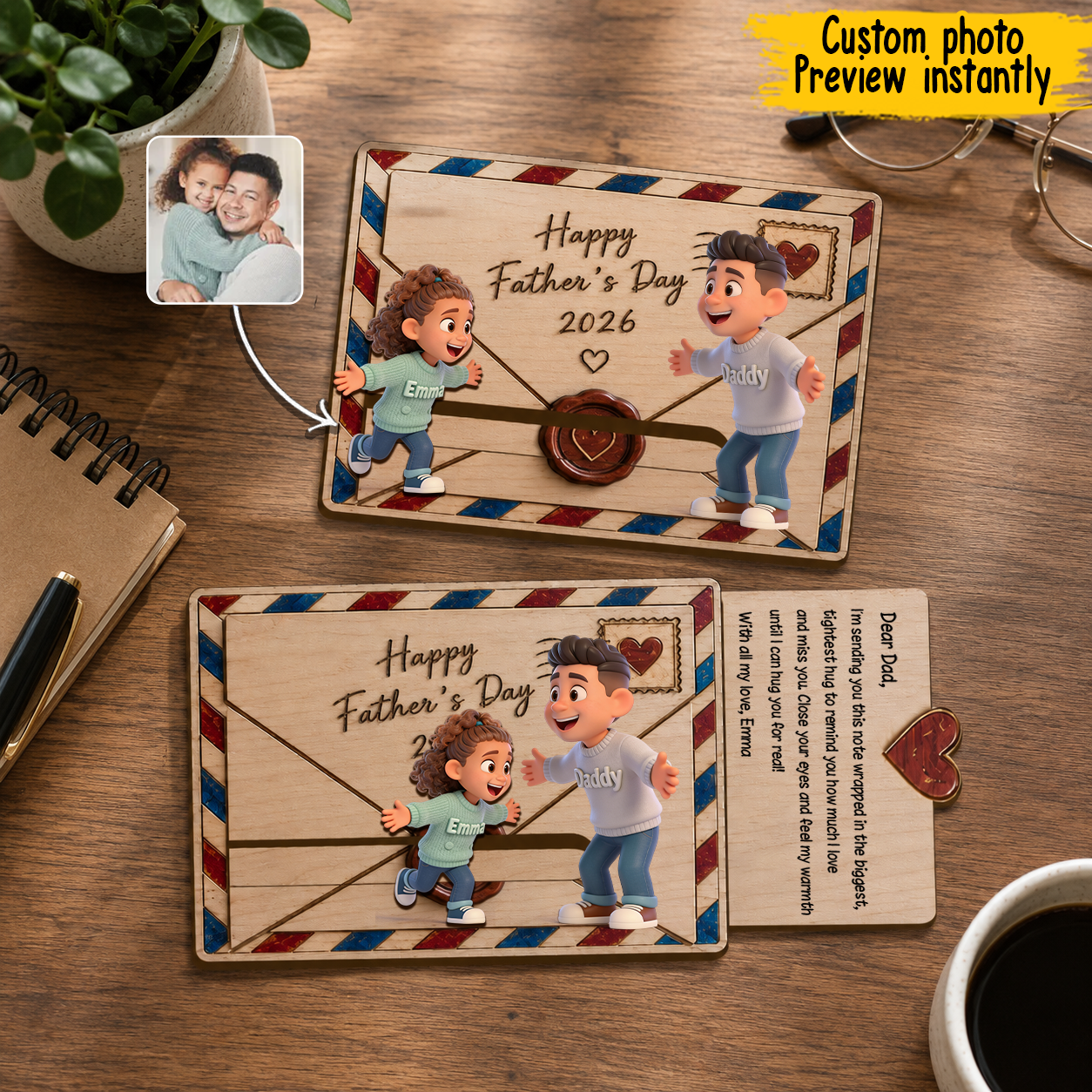 Custom Family Hug - Personalized Father Sliding Ornament