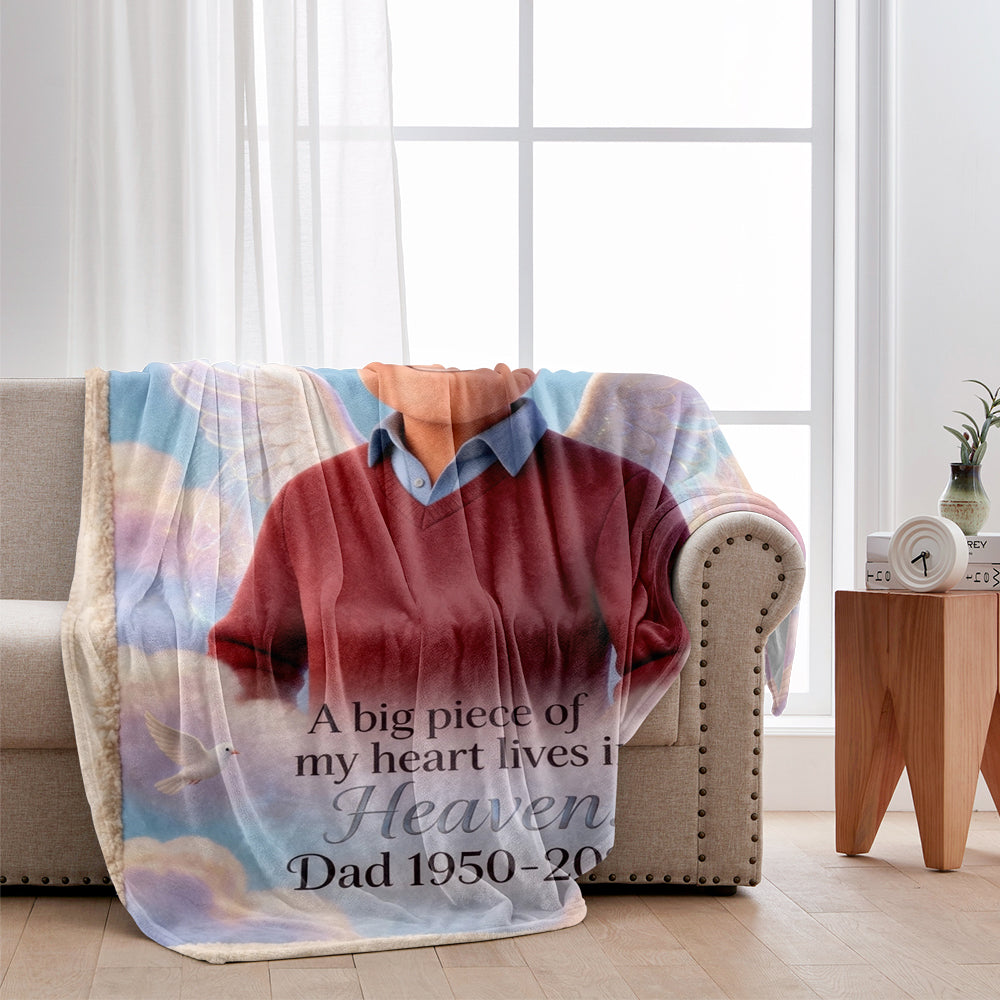 A Piece Of My Heart Lives In Heaven - Personalized Memorial Blanket