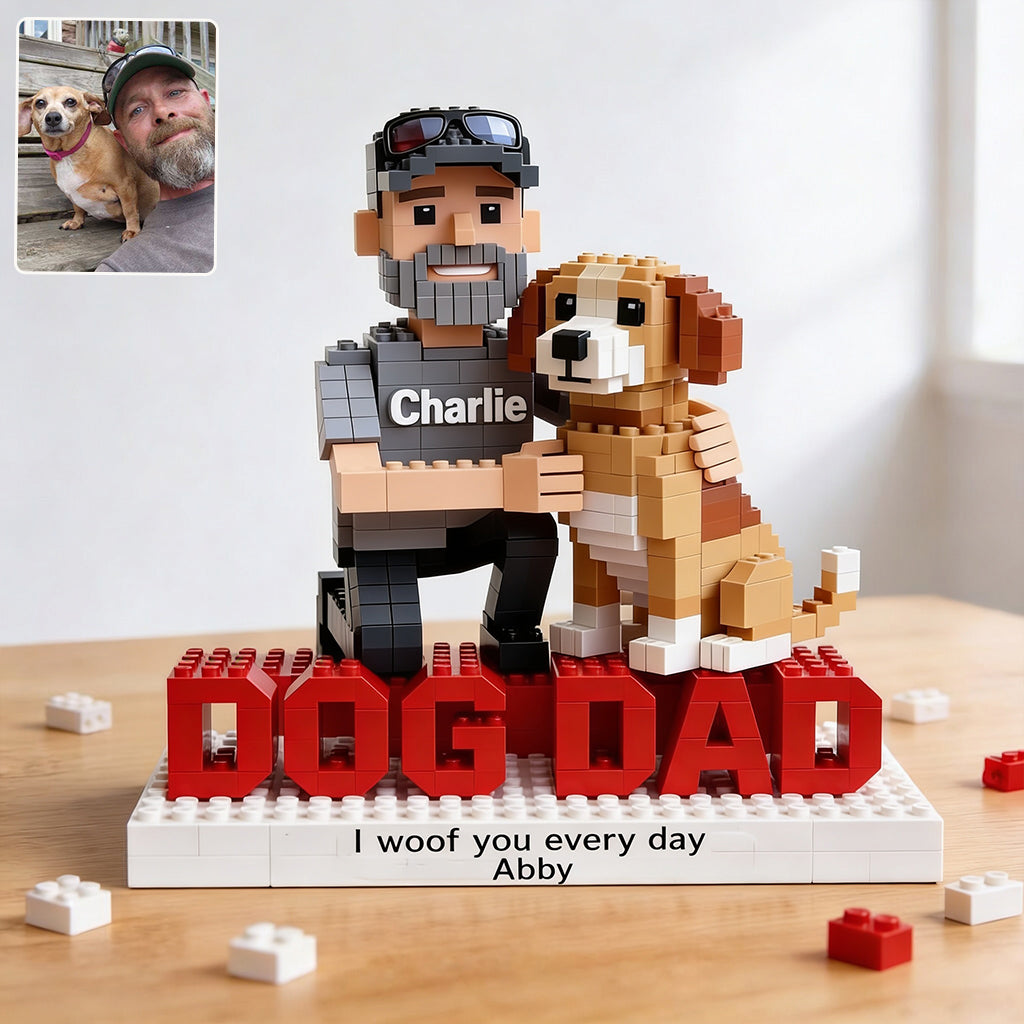 Gift For Dog Dad - Personalized Dog Shaped Building Blocks
