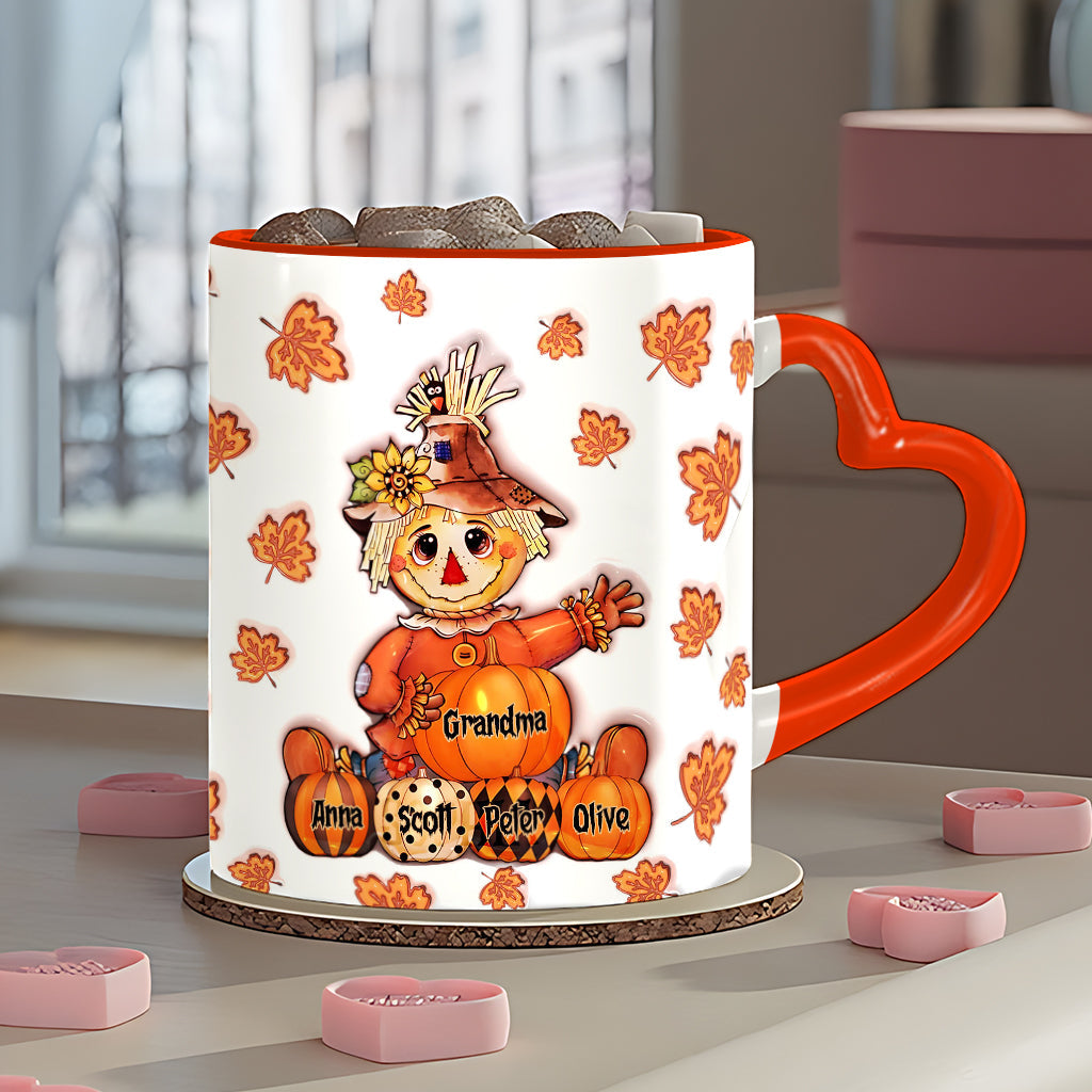 Grandma Fall - Personalized Grandma Heart Handle Mug
