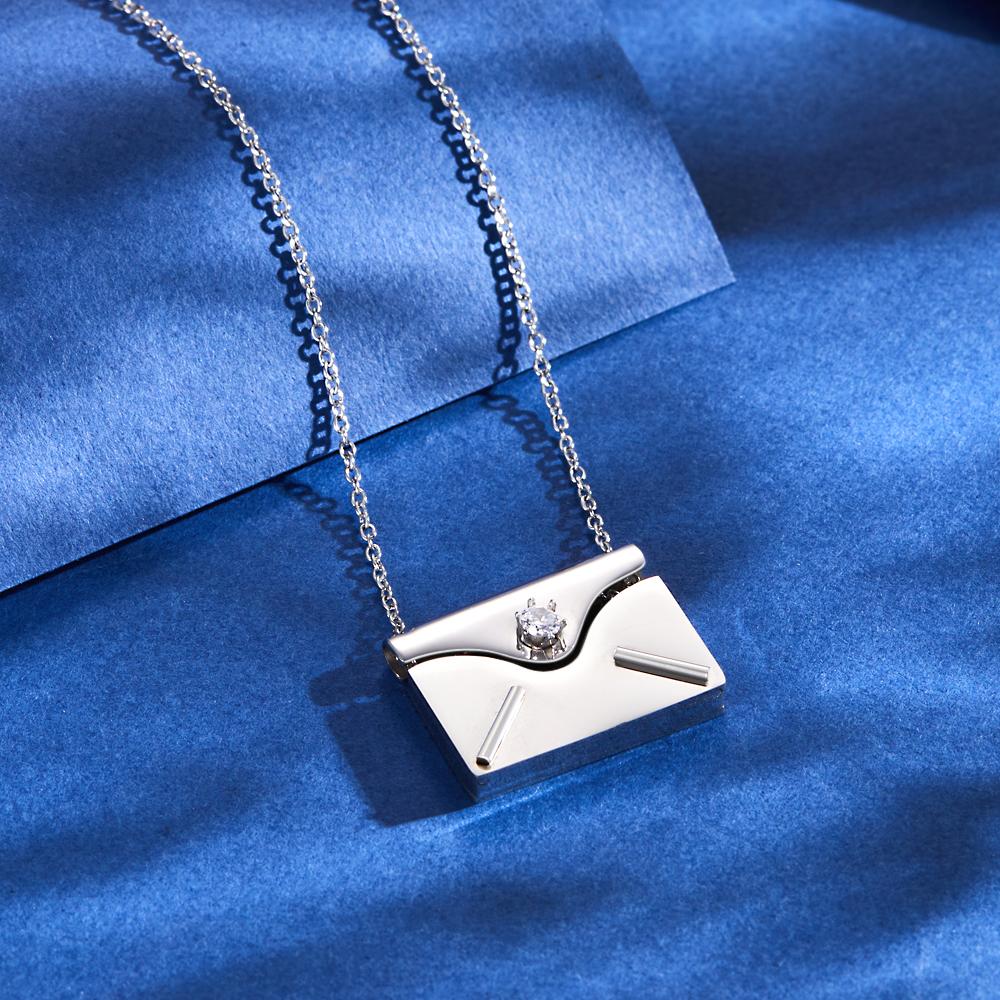 Any Text Letter - Personalized Couple Engraved Necklace Envelope Letter