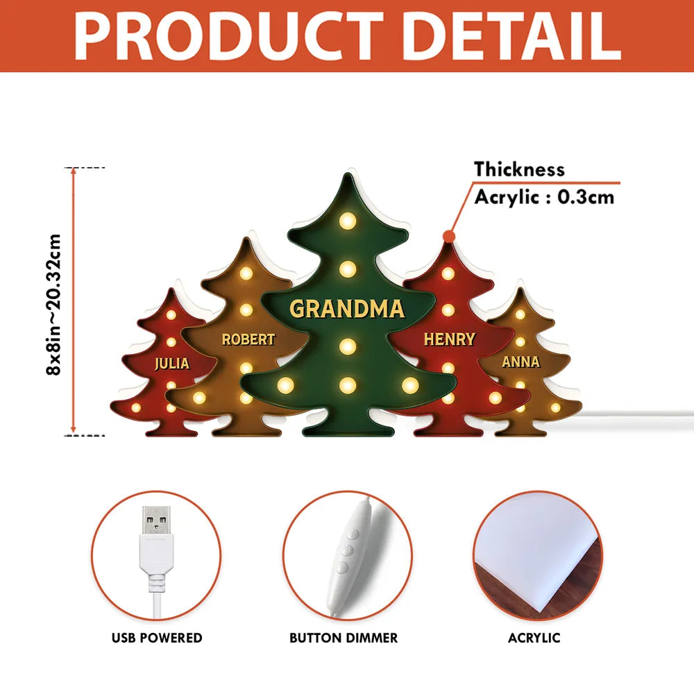 Heartwarming Christmas Tree Light Box, Custom Family Member Name Decoration