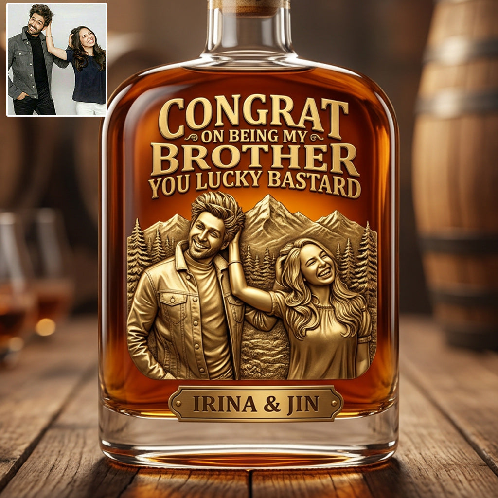 Custom Gift For Brother And Sister From Any Photo - Personalized Sibling Liquor Bottle