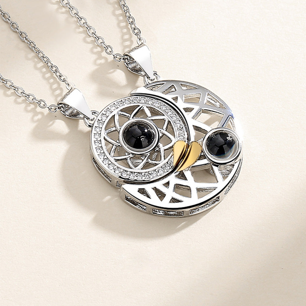 Personalized Sun And Moon Couple Projection Necklace