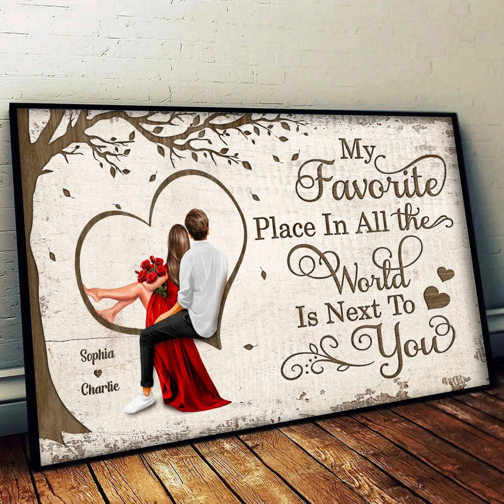 Personalized "My Favorite Place In All The World" Poster or Canvas – Perfect Valentine's Day Gift for Couples