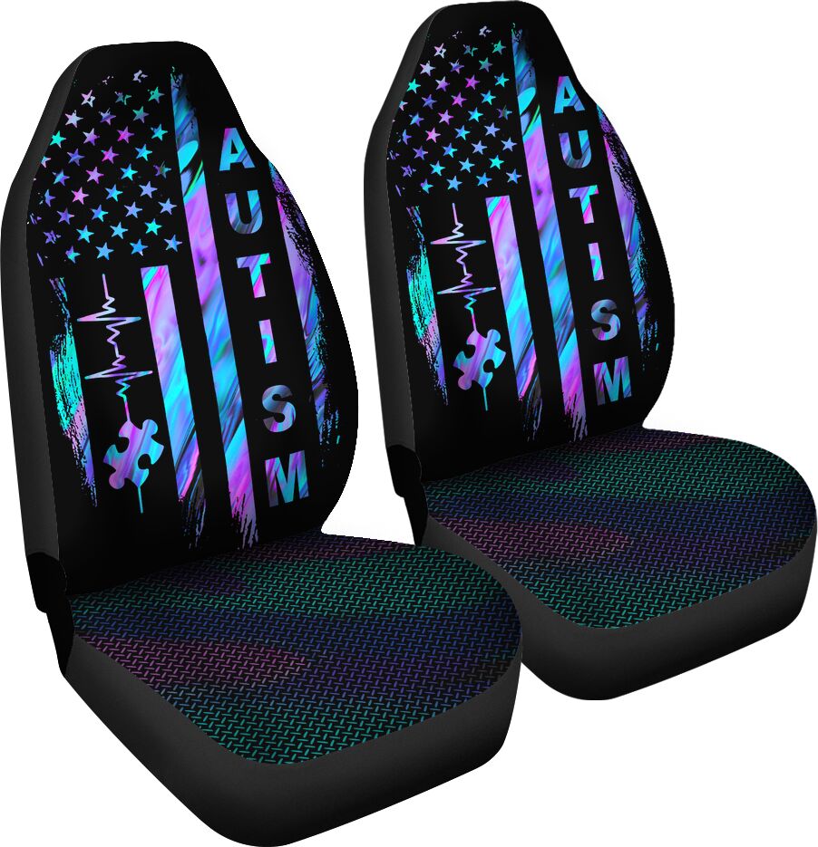 American Flag Autism Awareness Seat Covers 0622