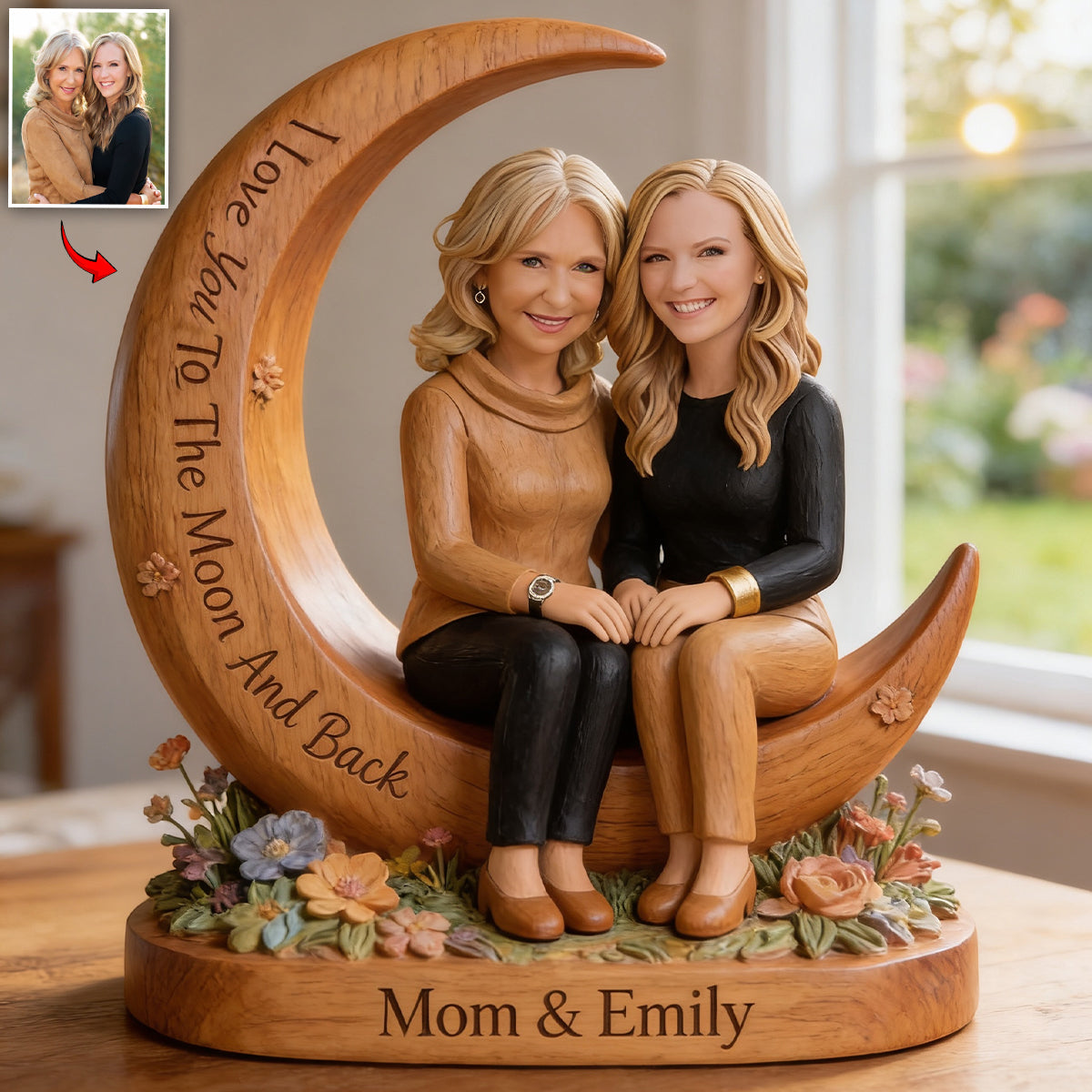 I Love You To The Moon And Back - Personalized Mother Custom Shaped Wood Plaque
