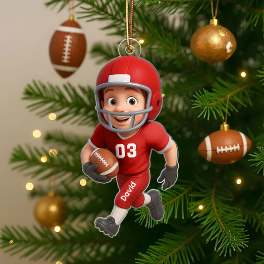 Personalized American Football Player Acrylic Ornament – Surprise Gift for Son