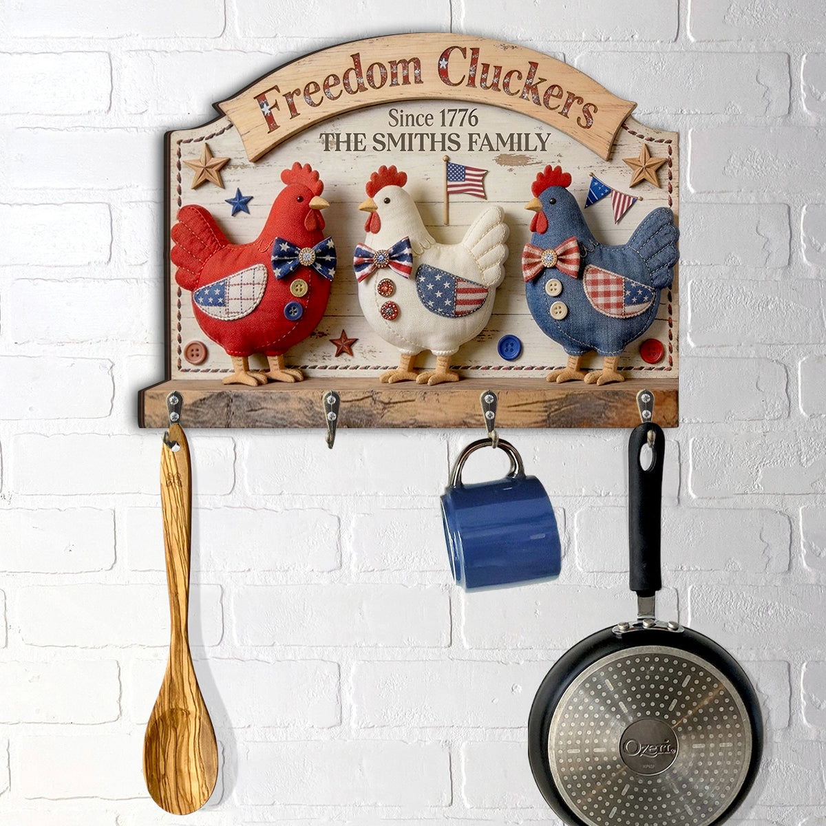 Freedom Cluckers - Personalized Chicken Custom Shaped Hanging Rack