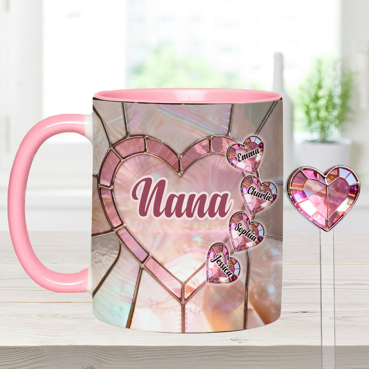 Blessed To Be Called Nana Mama Gigi Grandma - Personalized Grandma Set Accent Mug with Acrylic Stirrers