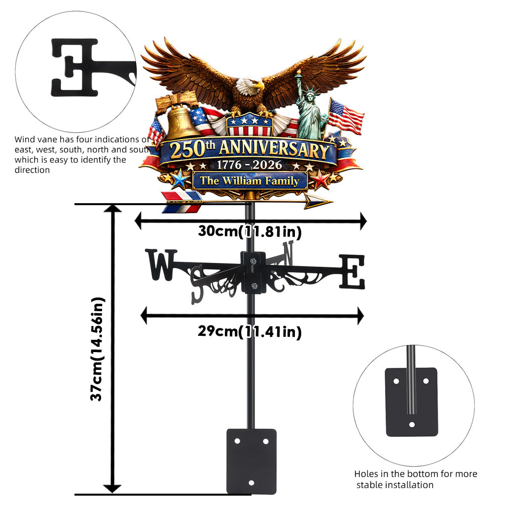 250th Anniversary, Eagle 250 Years of Freedom - Personalized Patriot Weather Vane