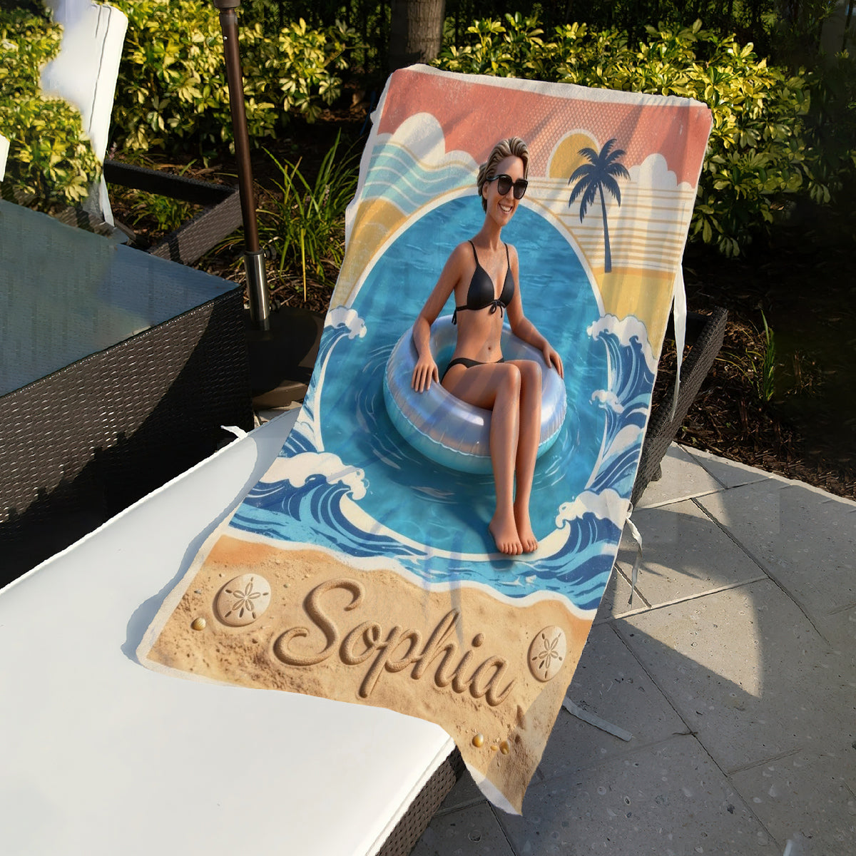 Custom From Photo Retro Summer Beach - Personalized Sea Lover Quick-dry Beach Towel/ Bath Towel
