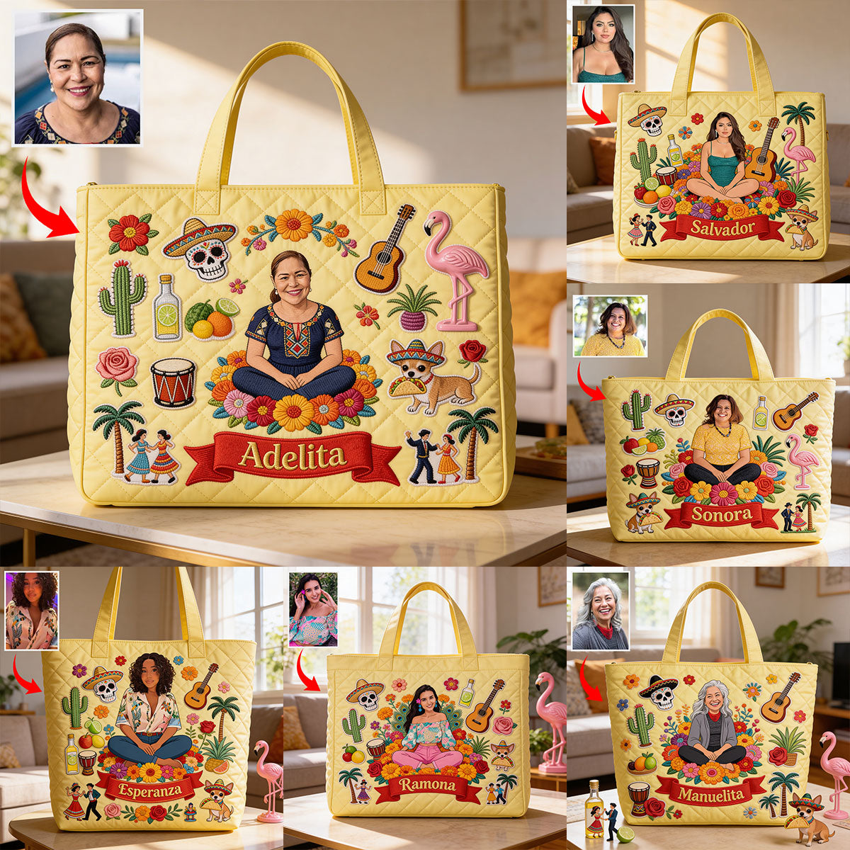 Latina Women, Mexican Vibe - Personalized Latina Women Quilted Tote Bag
