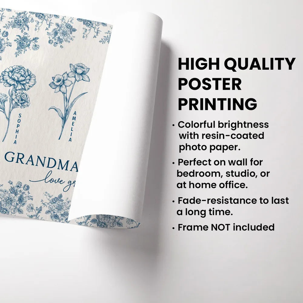 Personalized Grandma’s Garden Poster – Custom Gift for Grandma with Flower Design