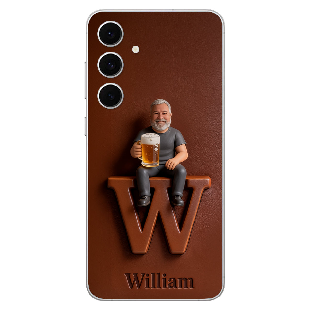 Custom Any Photo - Personalized Beer 3D Embossed Leather Phone Case