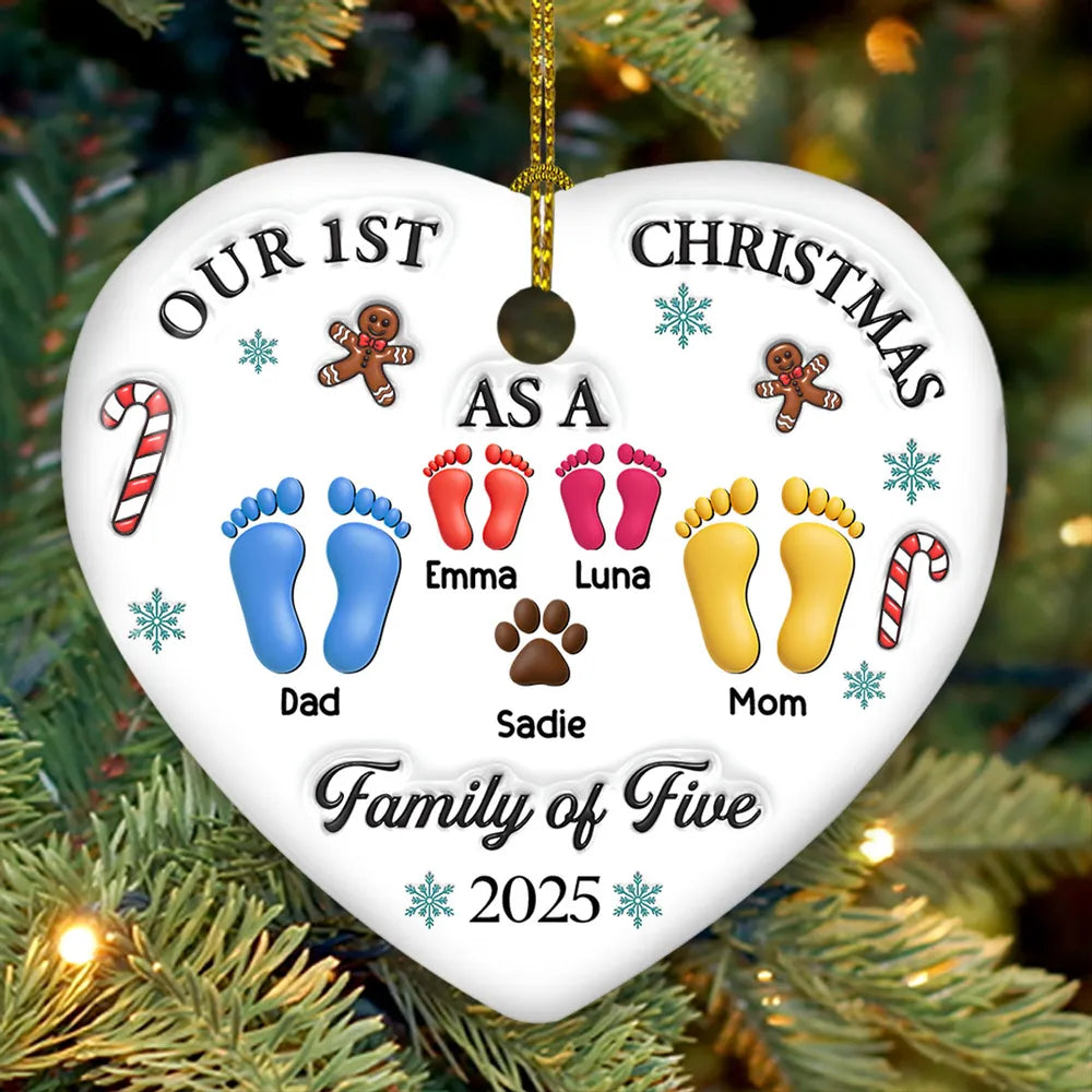 Ceramic Heart Ornament with Family of Three Design, Perfect Christmas Gift for Cherished Moments