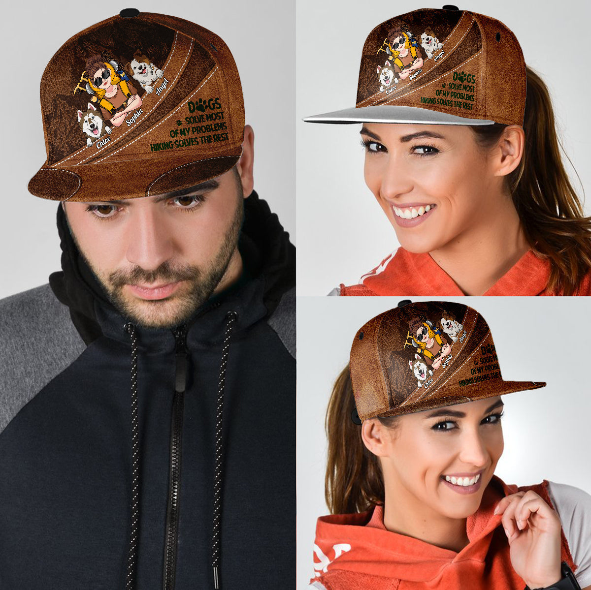 Hiking And Dogs - Personalized Hiking Snapback