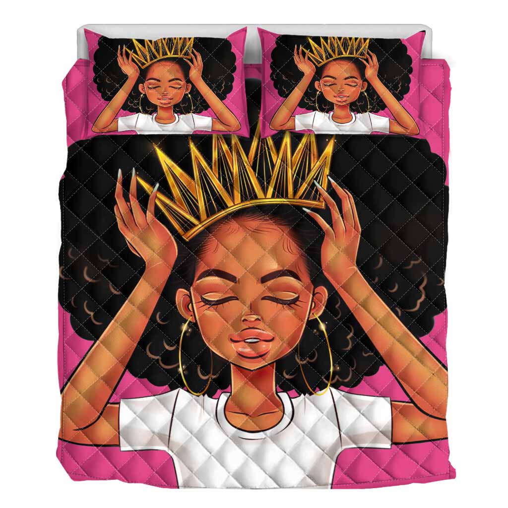 Black Queen - Personalized African American Quilt Set 1121