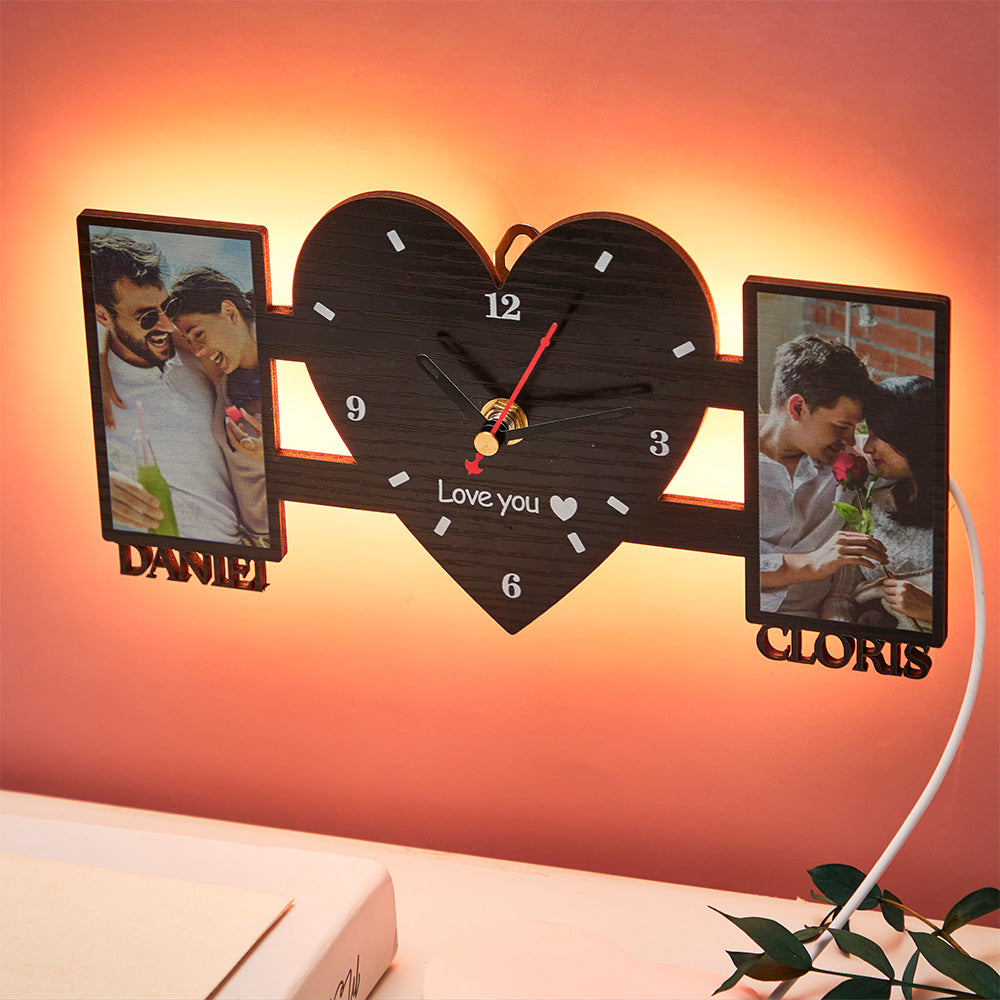 Custom Image Name Clock - gift for husband, wife, boyfriend, girlfriend - Personalized Clock