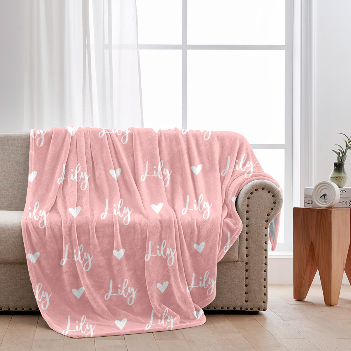 Custom Name Heart Pattern - Personalized Bestie Blanket
