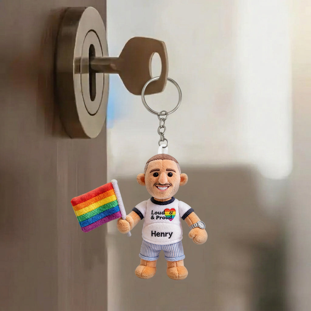 Custom Any Photo Love Is Love - Personalized LGBT Support Plush Keychain