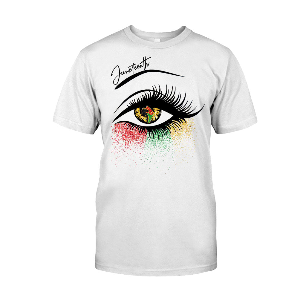 Juneteenth - African American T-shirt and Hoodie With Faux Glitter Print 112021