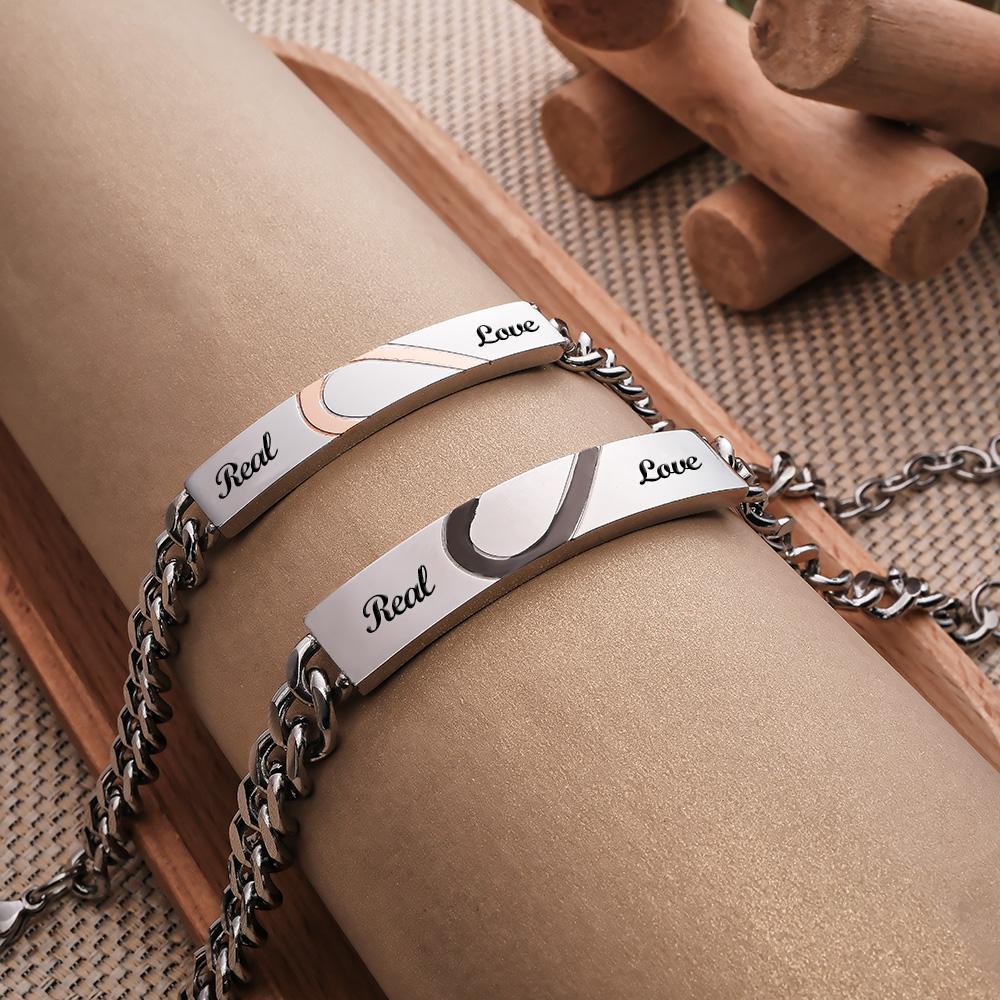 Any Photos - Personalized Engraved Couple Bracelet