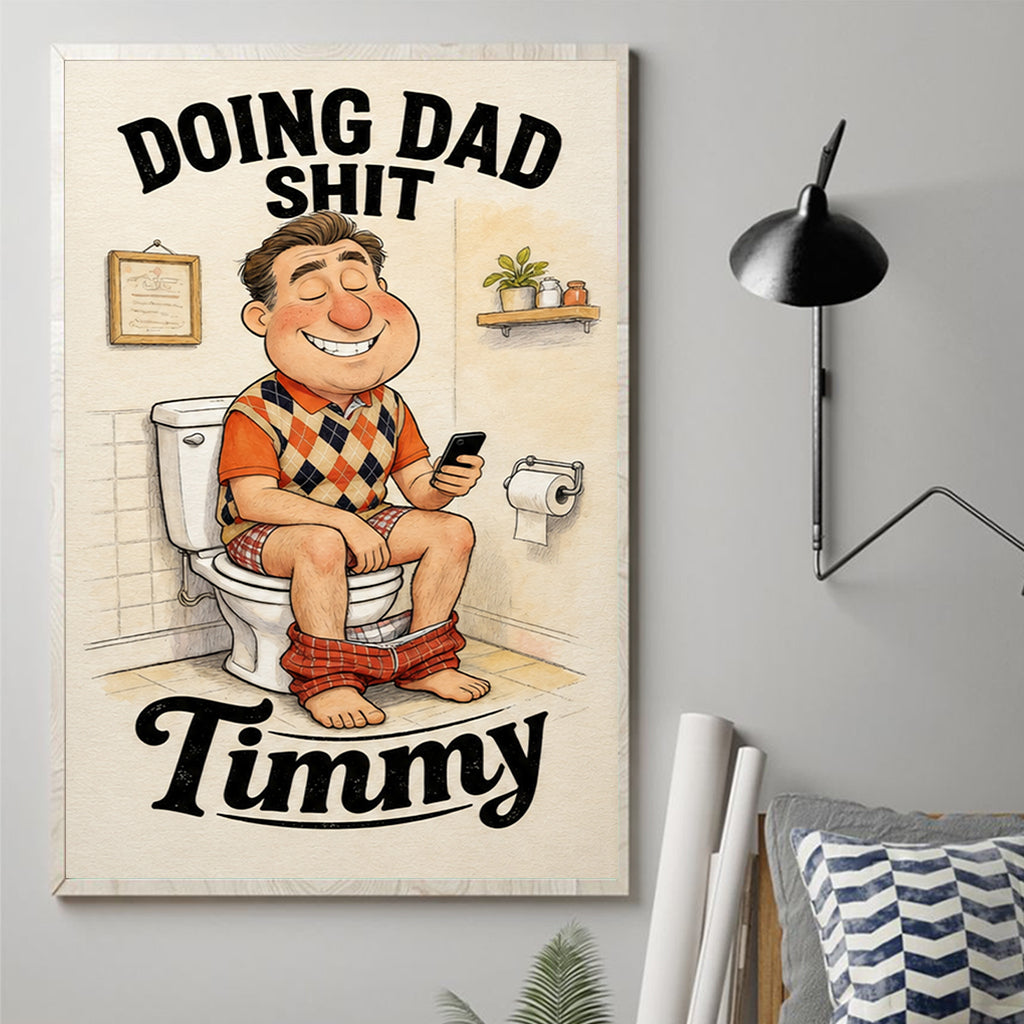 Funny Caricature Gift For Dad - Personalized Father Canvas And Poster