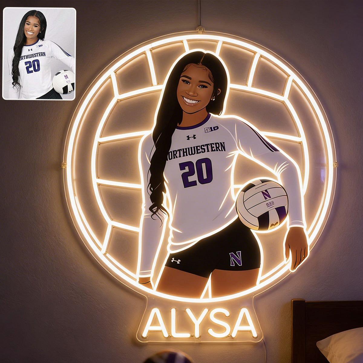 Any Sport - Personalized Volleyball LED Light Acrylic Sign