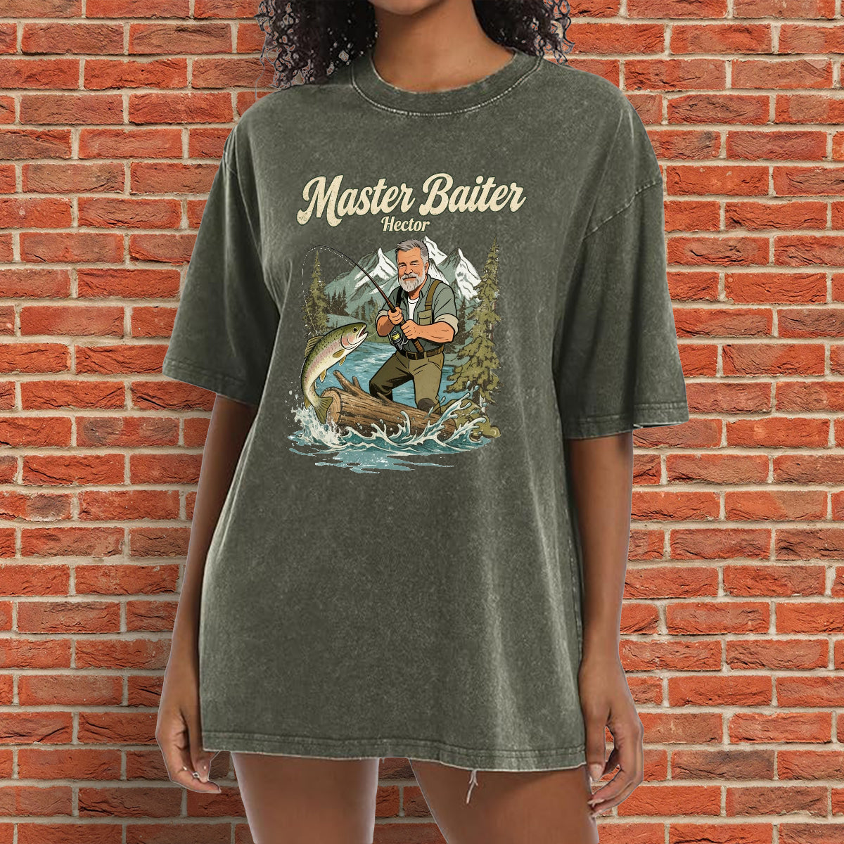 Custom Fishing Shirt For Dad/ Husband/ Son... - Personalized Fishing Washed T-Shirt