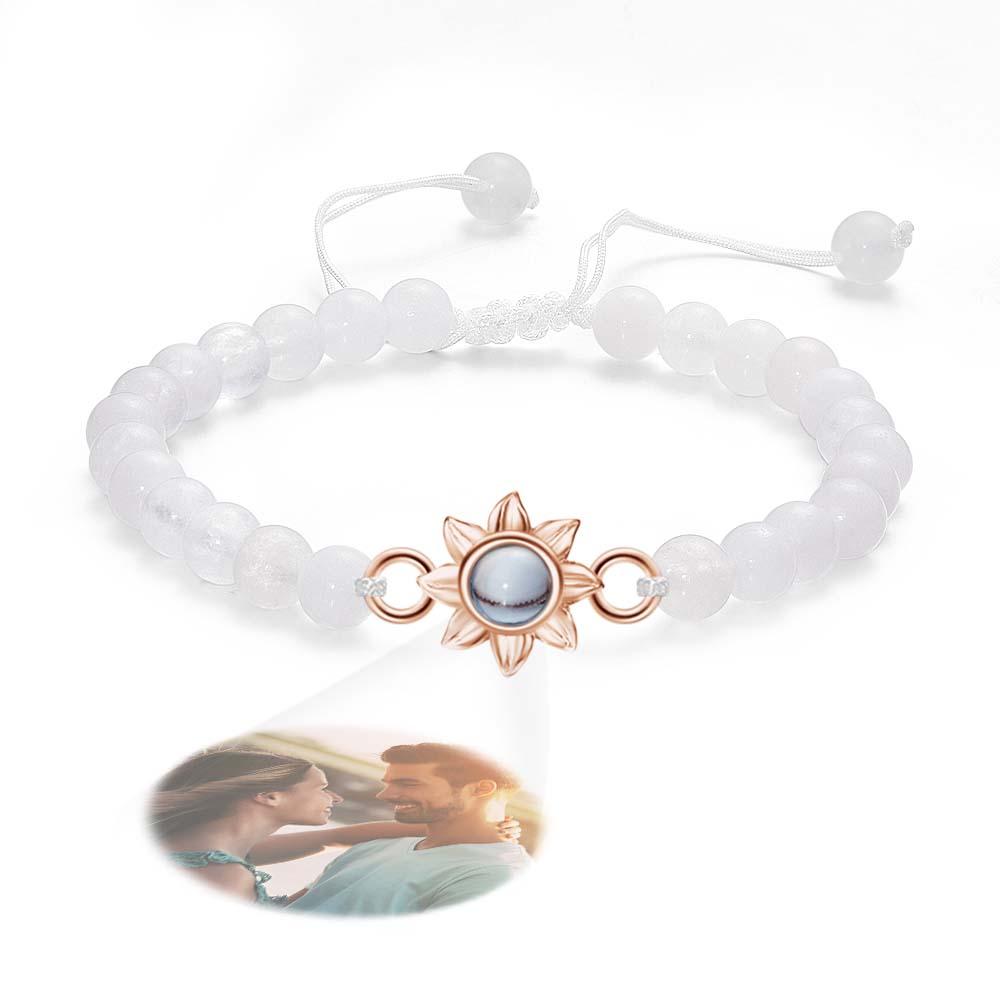 Flower For You - Personalized Photo Projection Beads Bracelet With Sunflower