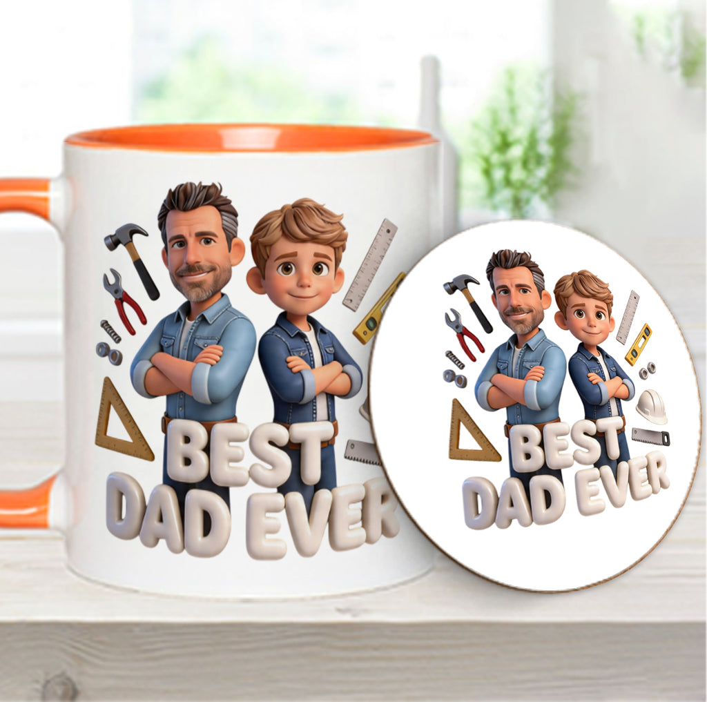 Custom Any Photo - Personalized Father Accent Mug & Coaster