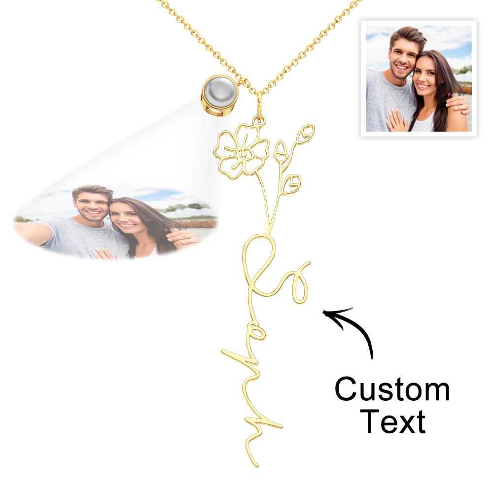 Birth Flower Photo Projection Charm - gift for anyone, who lost a loved one - Personalized Birth Flower Photo Projection Charm