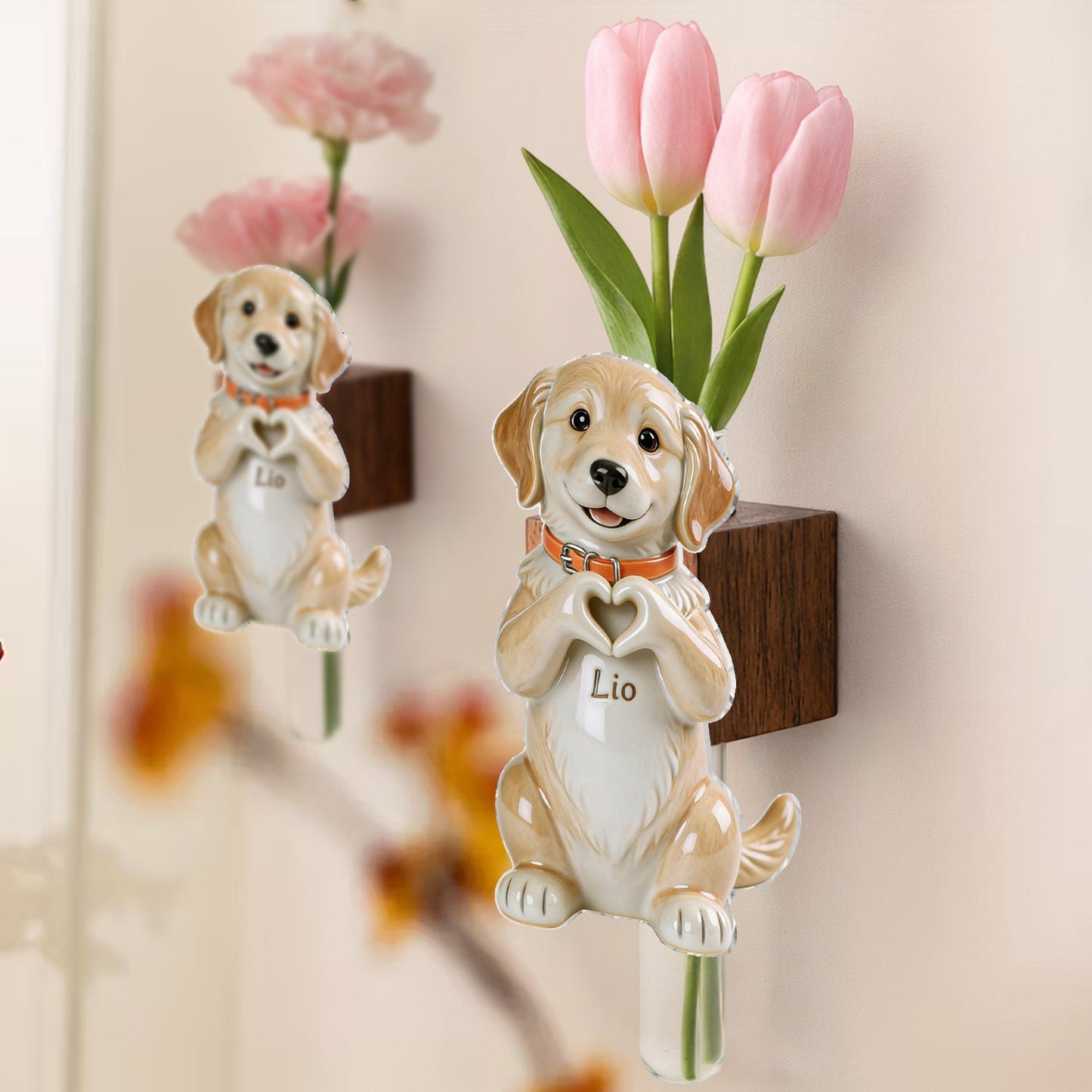 Any Pet Photo - Personalized Dog Magnetic Flower Vase