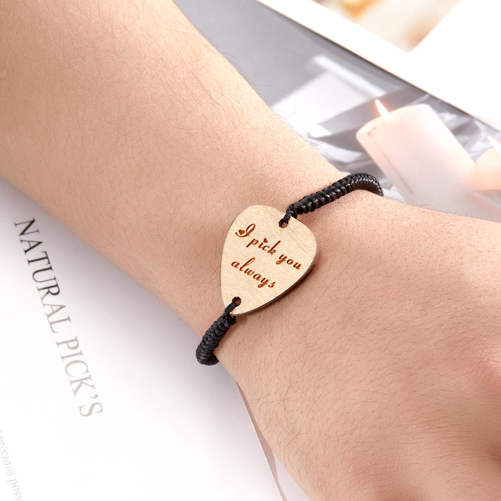 Any Text - Personalized Guitar Bracelet Guitar Pick