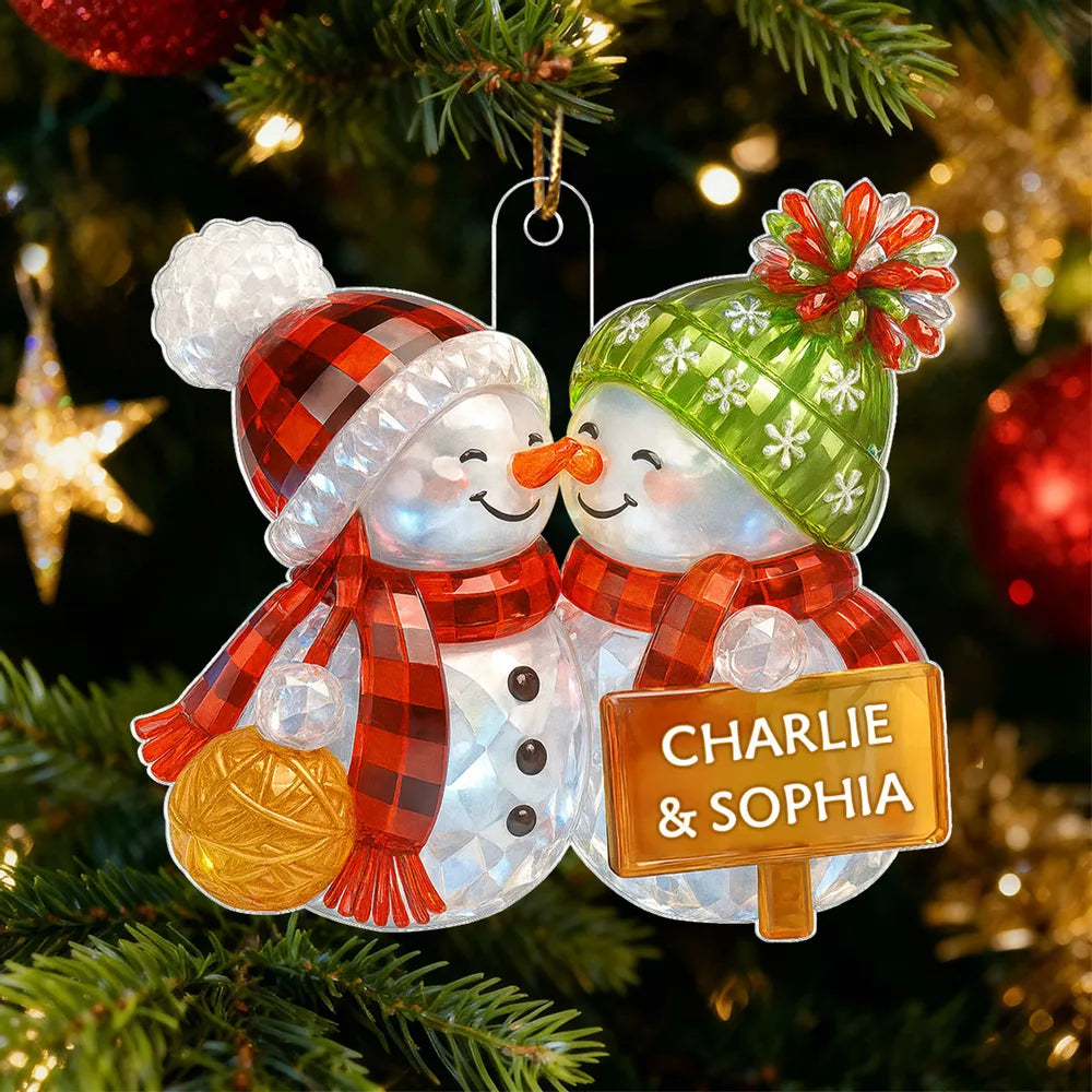Acrylic Ornament Snowman Couple with Cozy Holiday Charm, Heartwarming Design, Perfect Gift for Couples