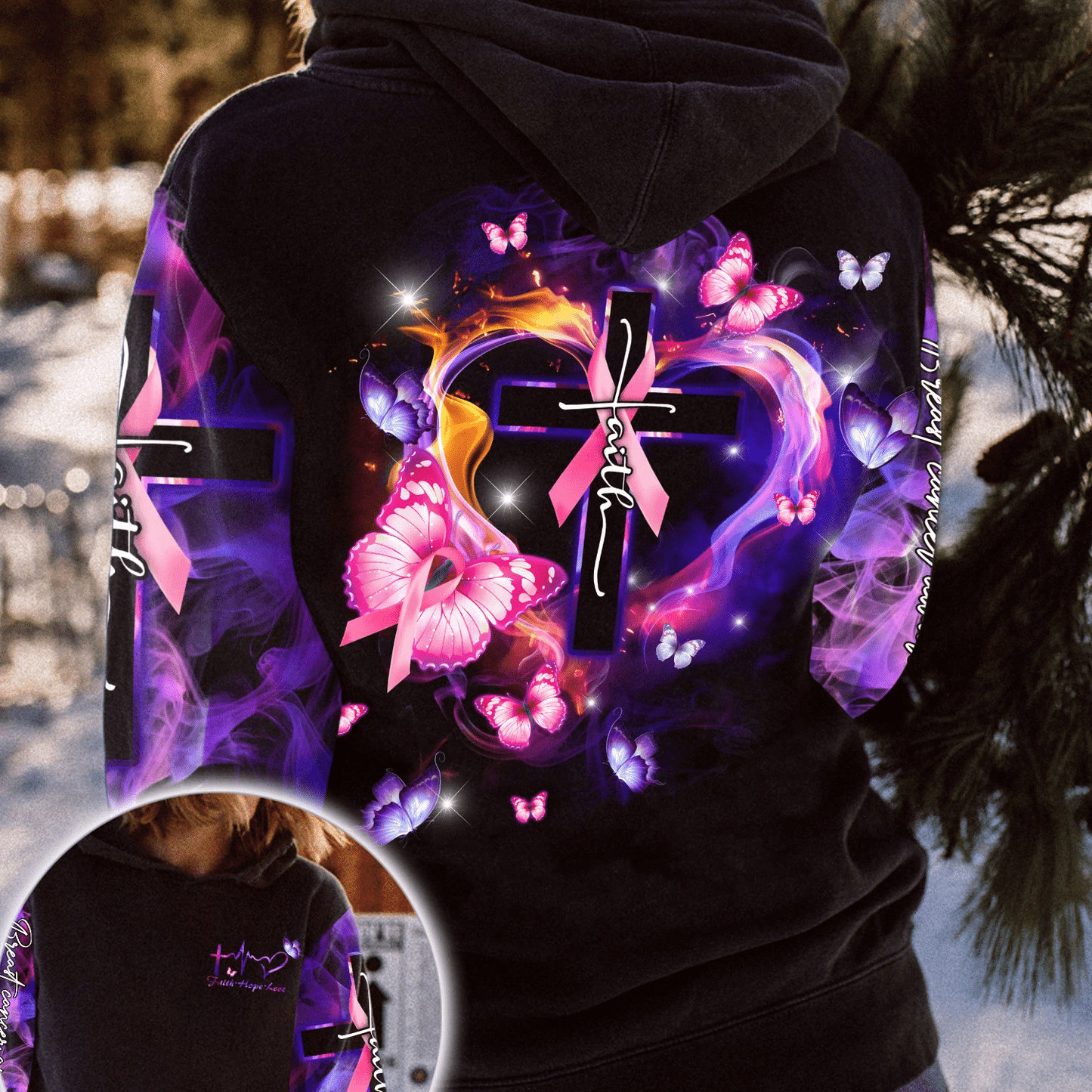 Butterfly Faith - Breast Cancer Awareness All Over T-shirt and Hoodie 0822