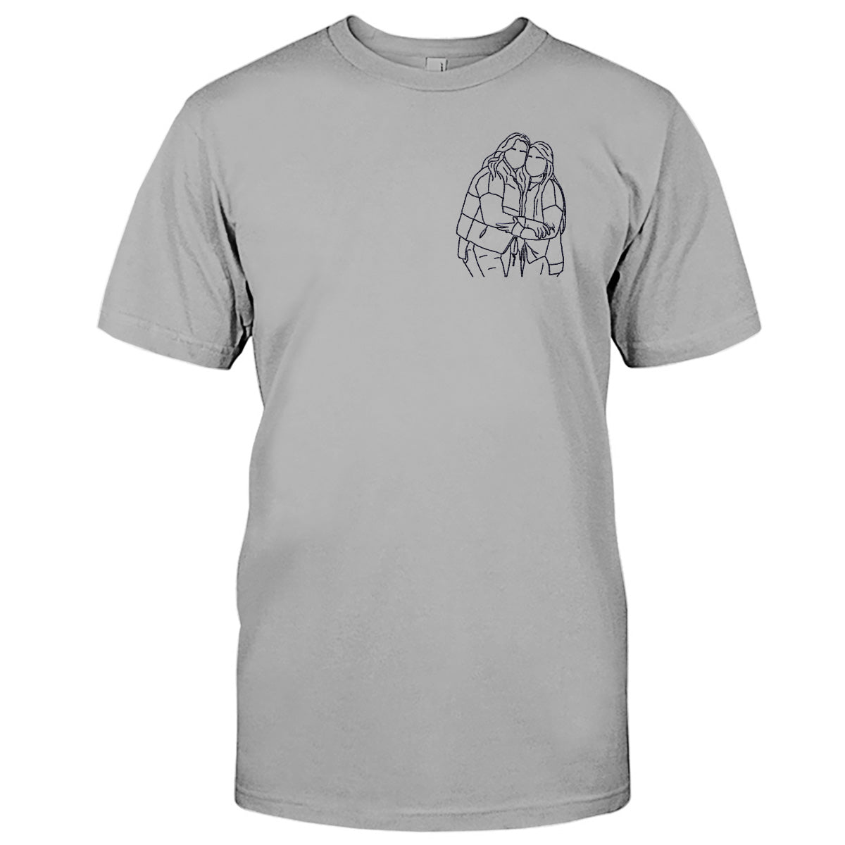Custom Line Art - Personalized Sibling Embroidered T-shirt